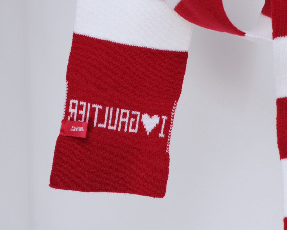 Designer × Jean Paul Gaultier Jean Paul Gaultier I Love Red White Striped Unisex Scarf Size ONE SIZE - 5 Thumbnail