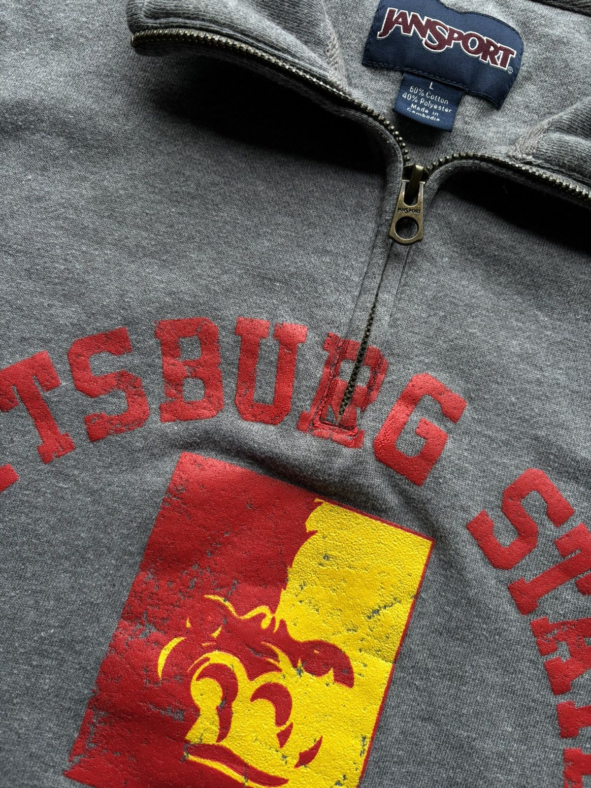 Jansport × Vintage vintage Y2K PITTSBURGH STATE Spellout 1/4 Zip-up pullover Size US L / EU 52-54 / 3 - 11 Thumbnail