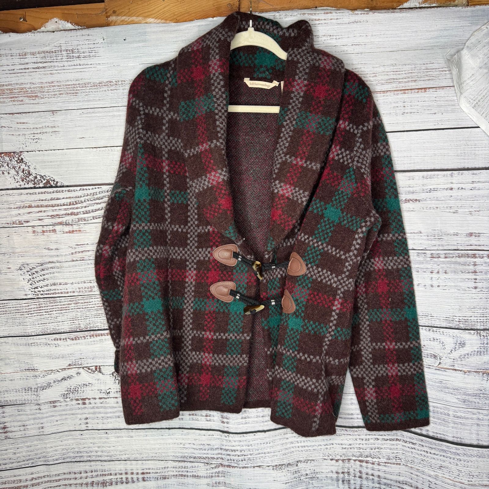 Soft Surroundings Soft Surroundings Wool Alpaca Blend Plaid Toggle Coat Jacket Size M / US 6-8 / IT 42-44 - 2 Thumbnail