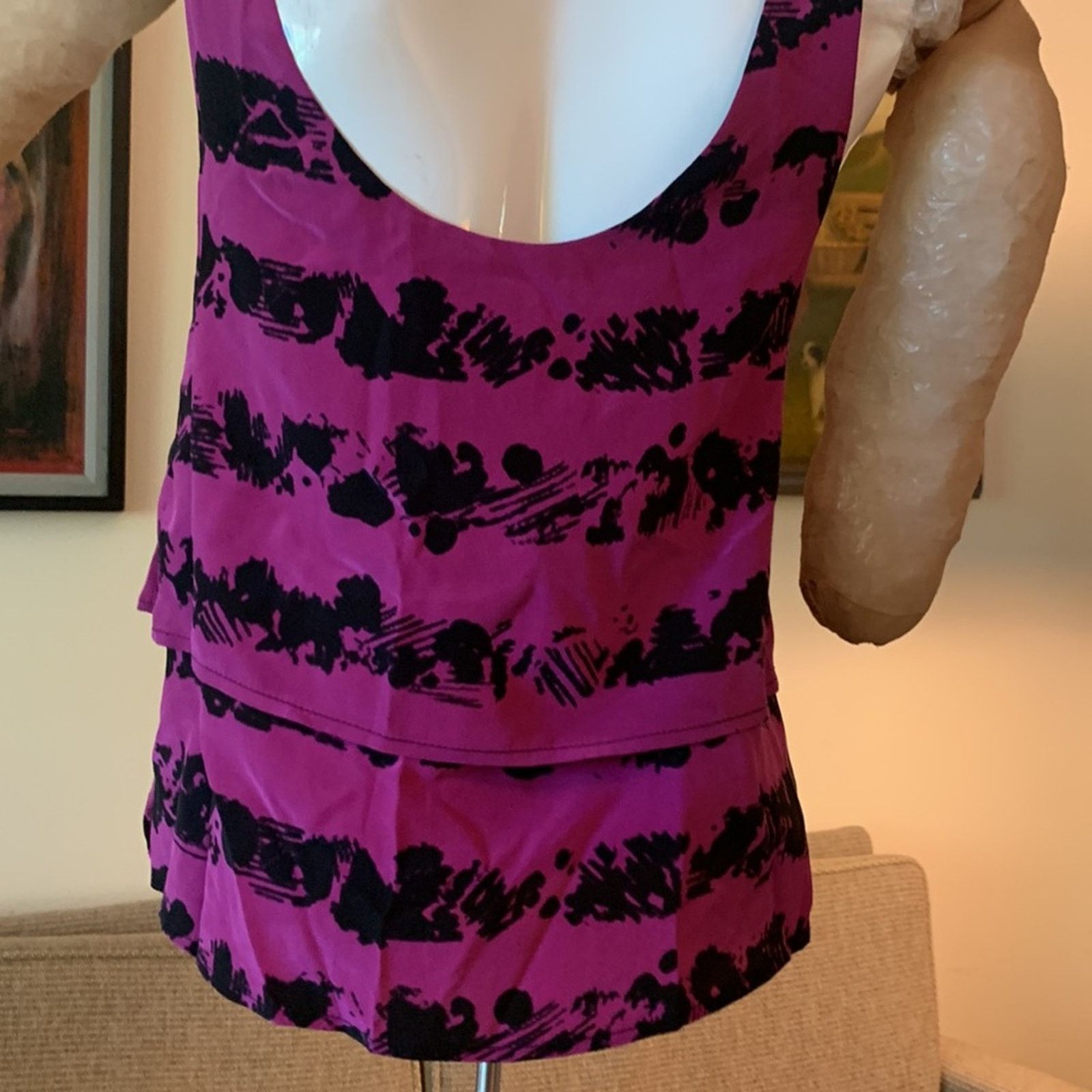 Vintage LARSEN GRAY sleeveless silk tier top blouse Size S / US 4 / IT 40 - 4 Thumbnail