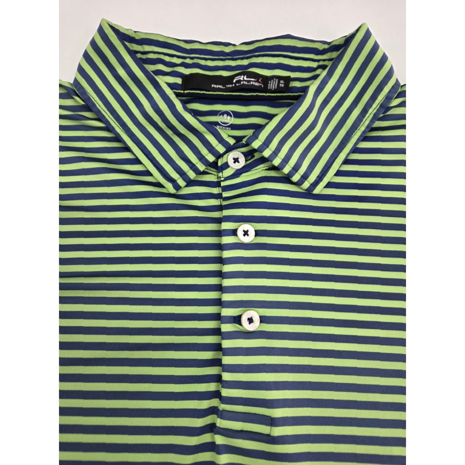 Ralph Lauren Ralph Lauren RLX Polo Golf Shirt Green/Blue Striped XL Mens Short Sleeve Polo Shirt Size US XL / EU 56 / 4 - 2 Thumbnail