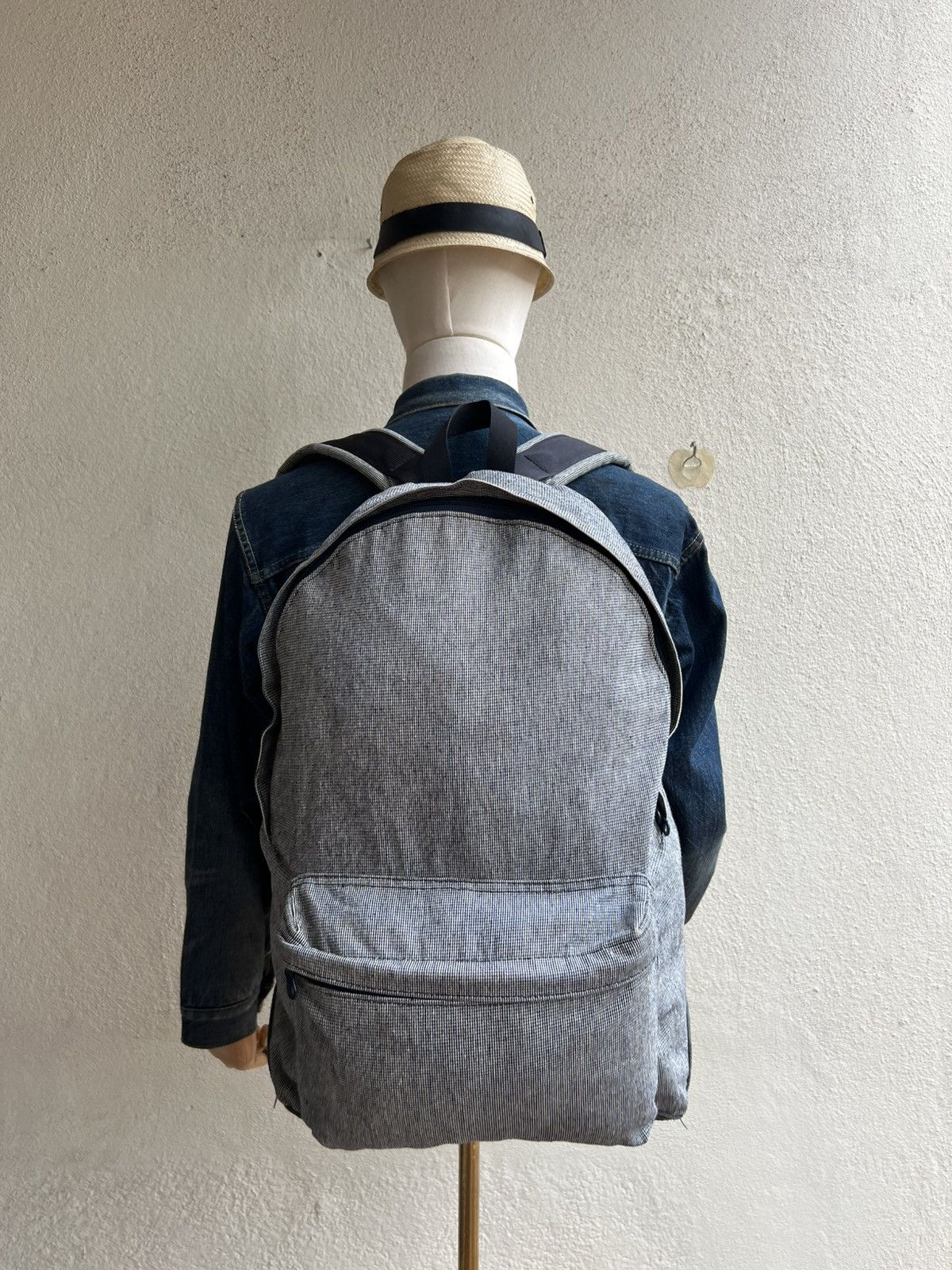Unused Unused Japan Leather Cotton Backpack Bag Size ONE SIZE - 4 Thumbnail
