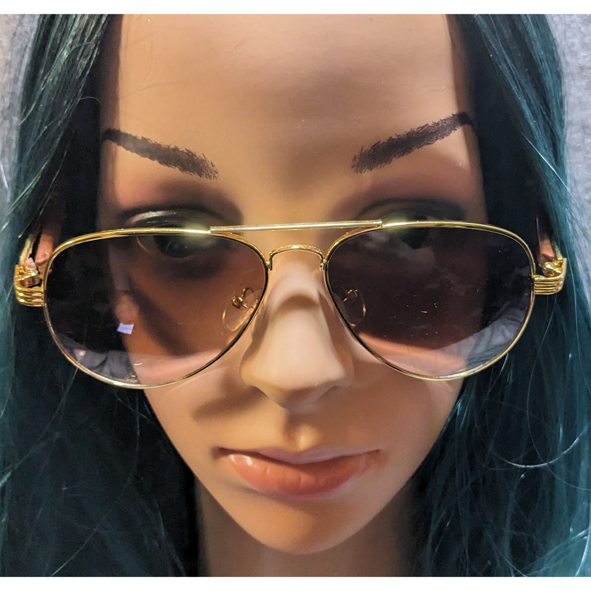 Other NY Sunglasses Gold And Wood Look Aviator Sunglasses Size ONE SIZE - 12 Thumbnail