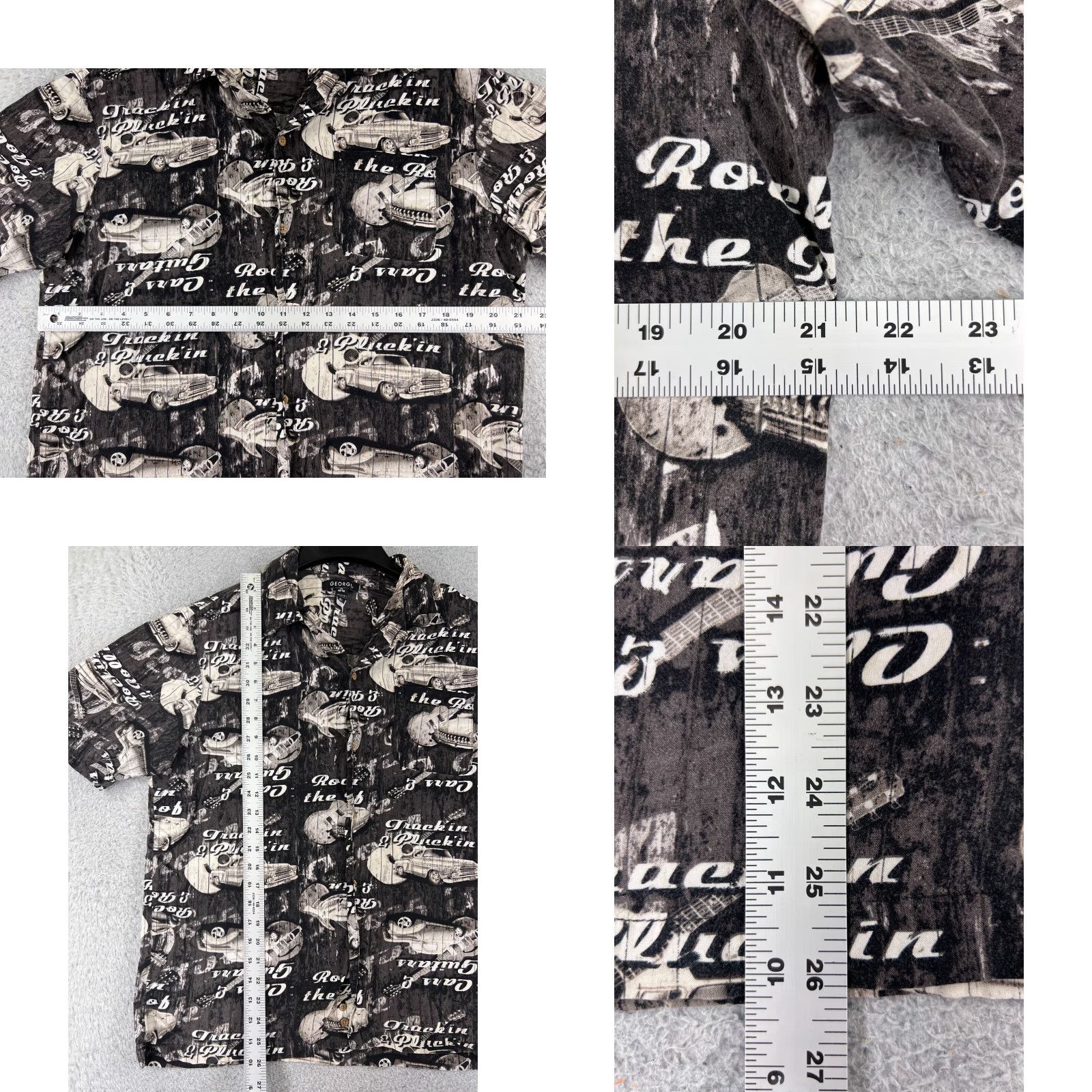 George George Shirt Adult Medium Black White Truckin & Pluckin Country Music Guitar Size US M / EU 48-50 / 2 - 8 Thumbnail