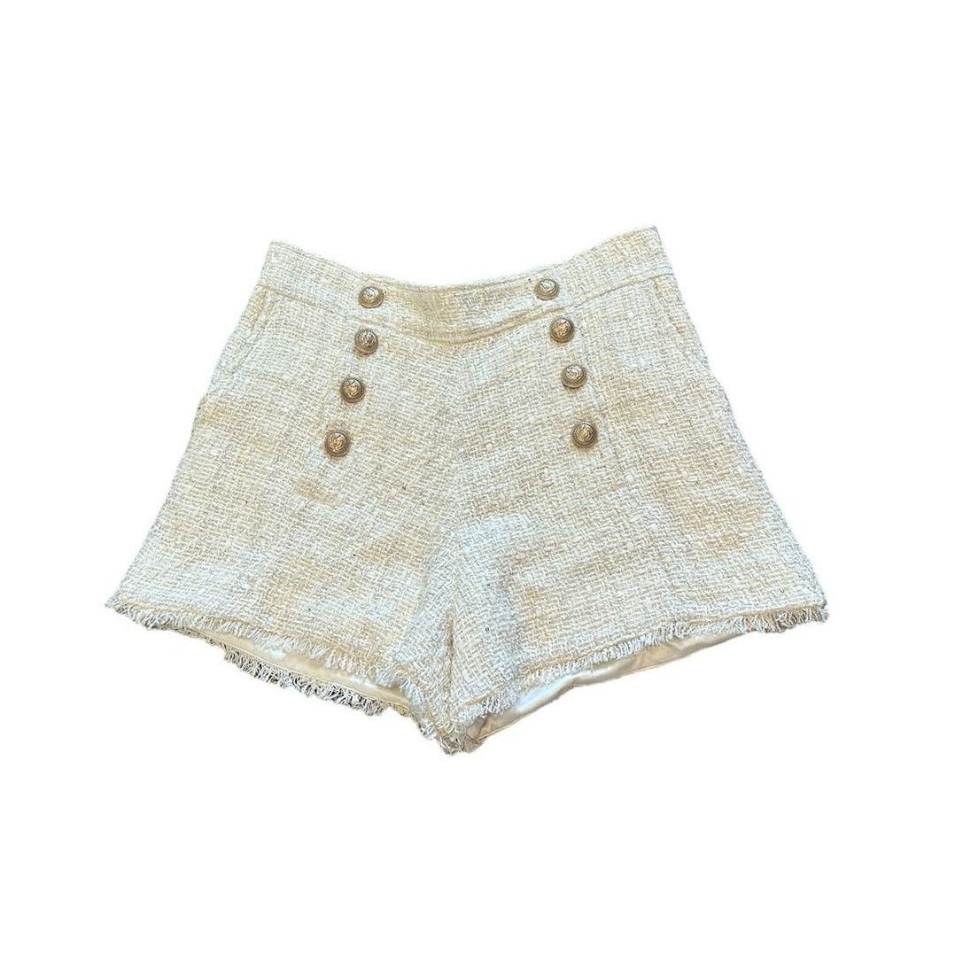 Generation Love Generation Love Women's Medium Ivory Lizzy Tweed Shorts Size 30" / US 8 / IT 44 - 2 Thumbnail