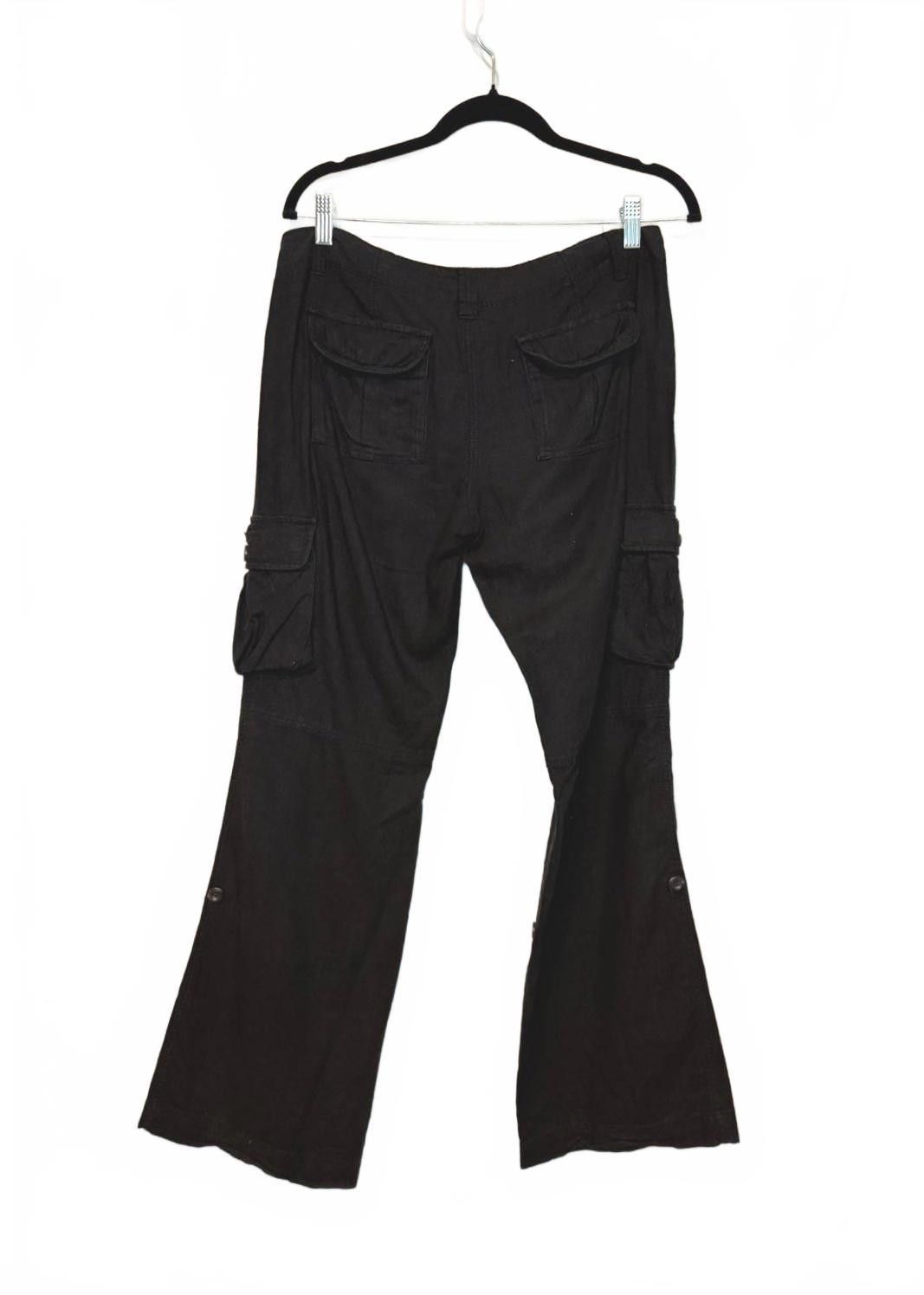 Designer Y2K Soft Grunge Black linen cargo pants women’s size 6. Size 28" / US 6 / IT 42 - 3 Thumbnail