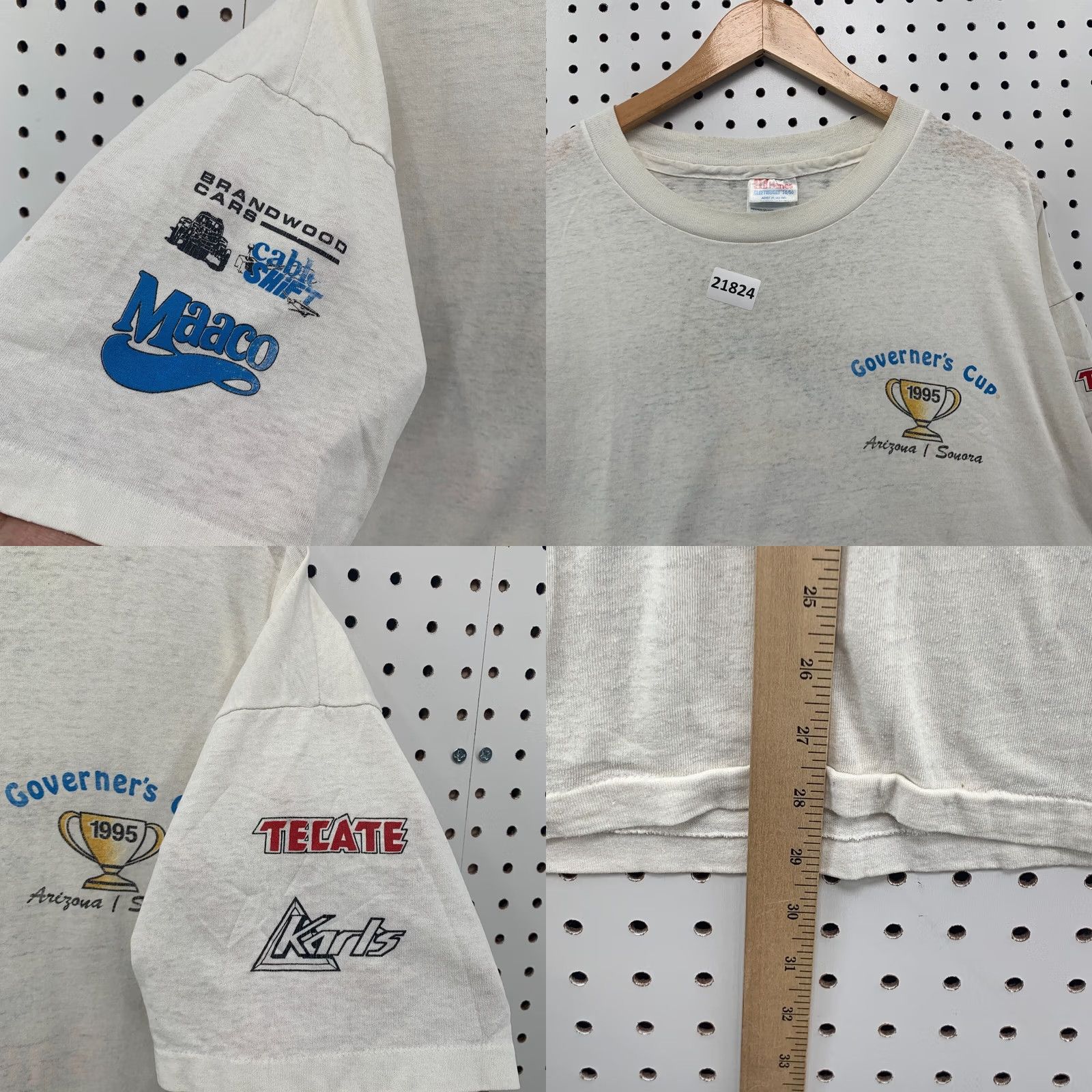 Hanes VINTAGE Governer's Cup White Single Stitch Fiesta On The Beach Mens XL 24x28 Arizona 90s Nike Shirt Mens? Size US XL / EU 56 / 4 - 9 Thumbnail