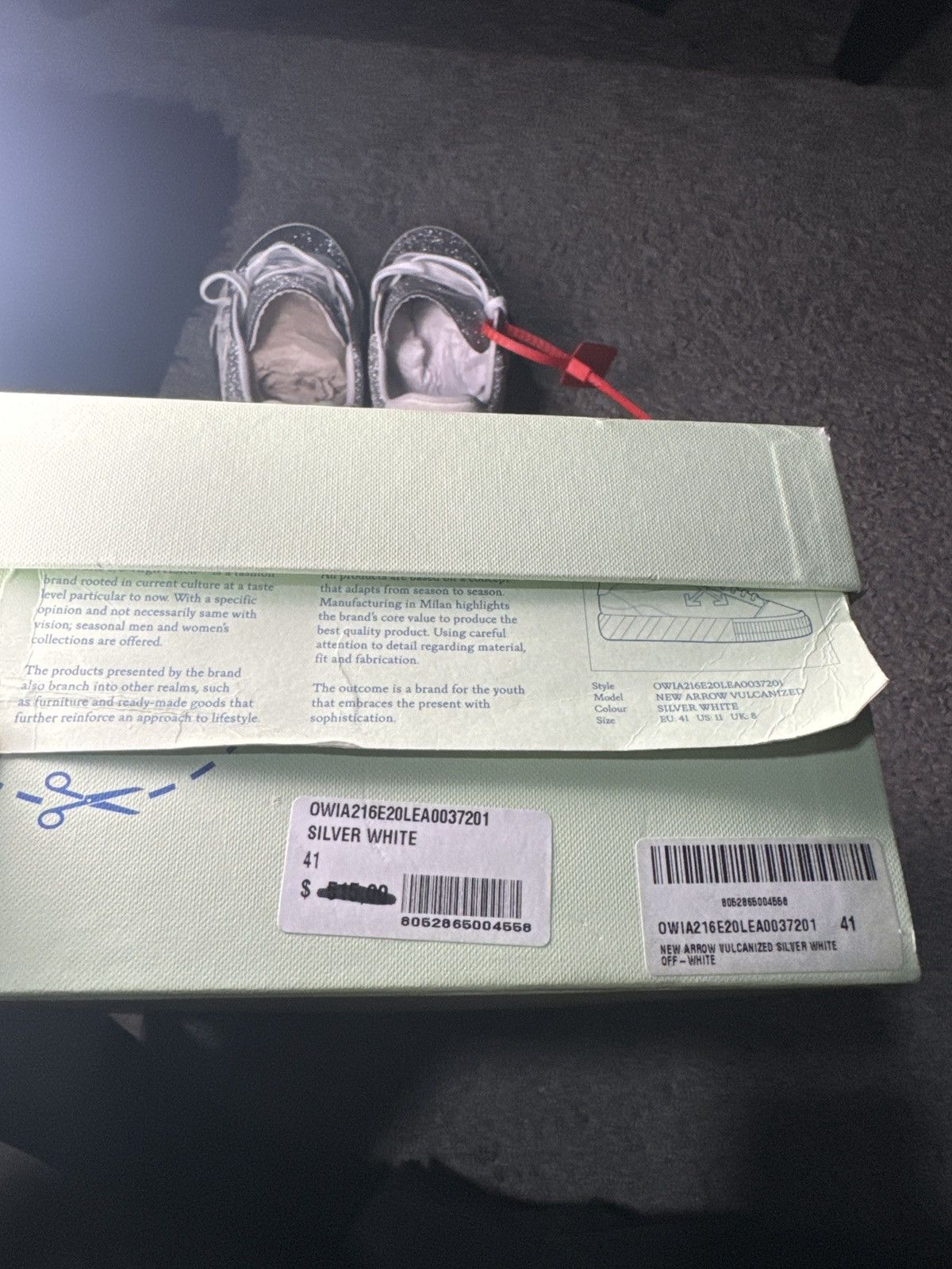 Off-White Silver Glitter Low-Top Vulcanized Sneaker Size US 10.5 / IT 40.5 - 7 Thumbnail