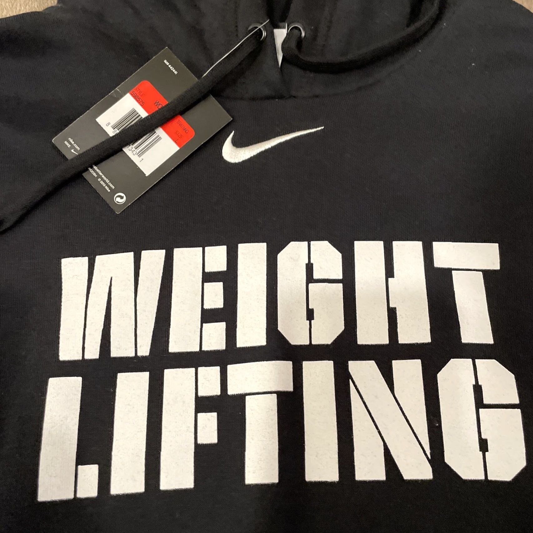 Nike VINTAGE Nike Center Swoosh Hoodie Black Large 90s Gym Womens Size L / US 10 / IT 46 - 3 Thumbnail