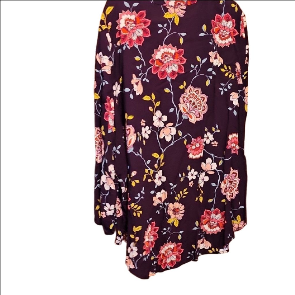 St. Johns Bay St. John's Bay Burgundy Floral Blouse Size 3XL / US 20-22 - 3 Thumbnail