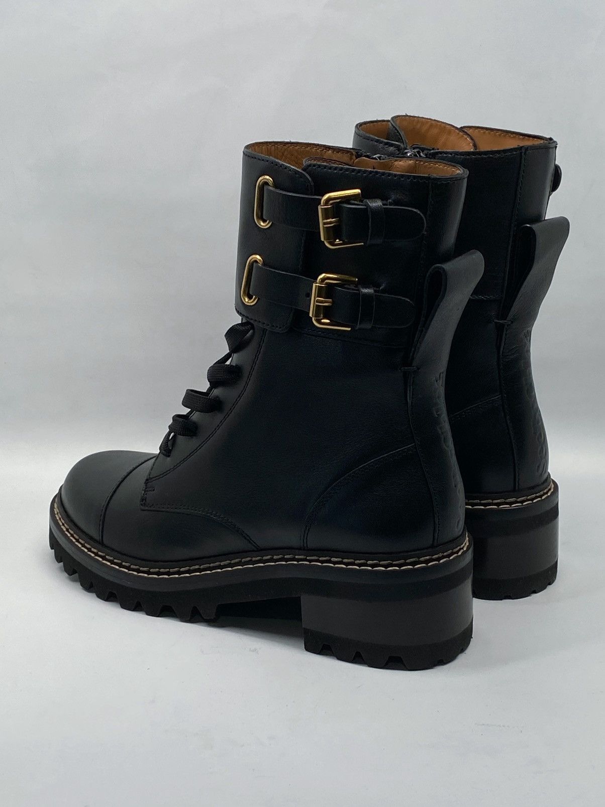 See by Chloe See By Chloe Mallory Leather Combat Boots size 35.5 Size US 5.5 / IT 35.5 - 8 Thumbnail