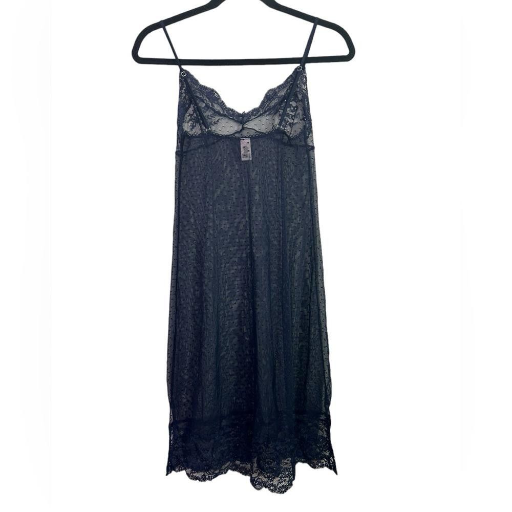 Designer Victoria’s Secret l Navy Sheer Lace Polka Dot Slip Gown XS Size ONE SIZE - 2 Thumbnail