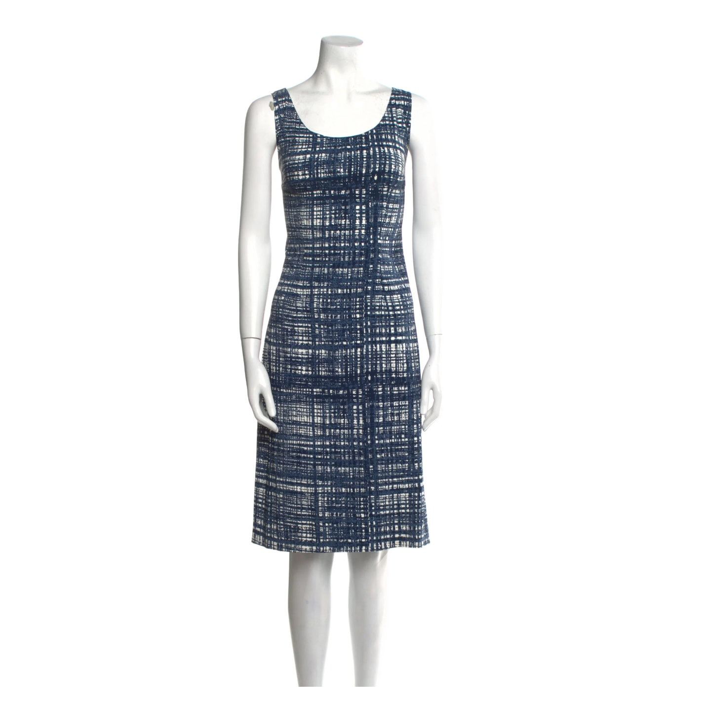 image of Prada Milano Blue Plaid Pattern Sleeveless Mini Dress, Women's (Size Medium)