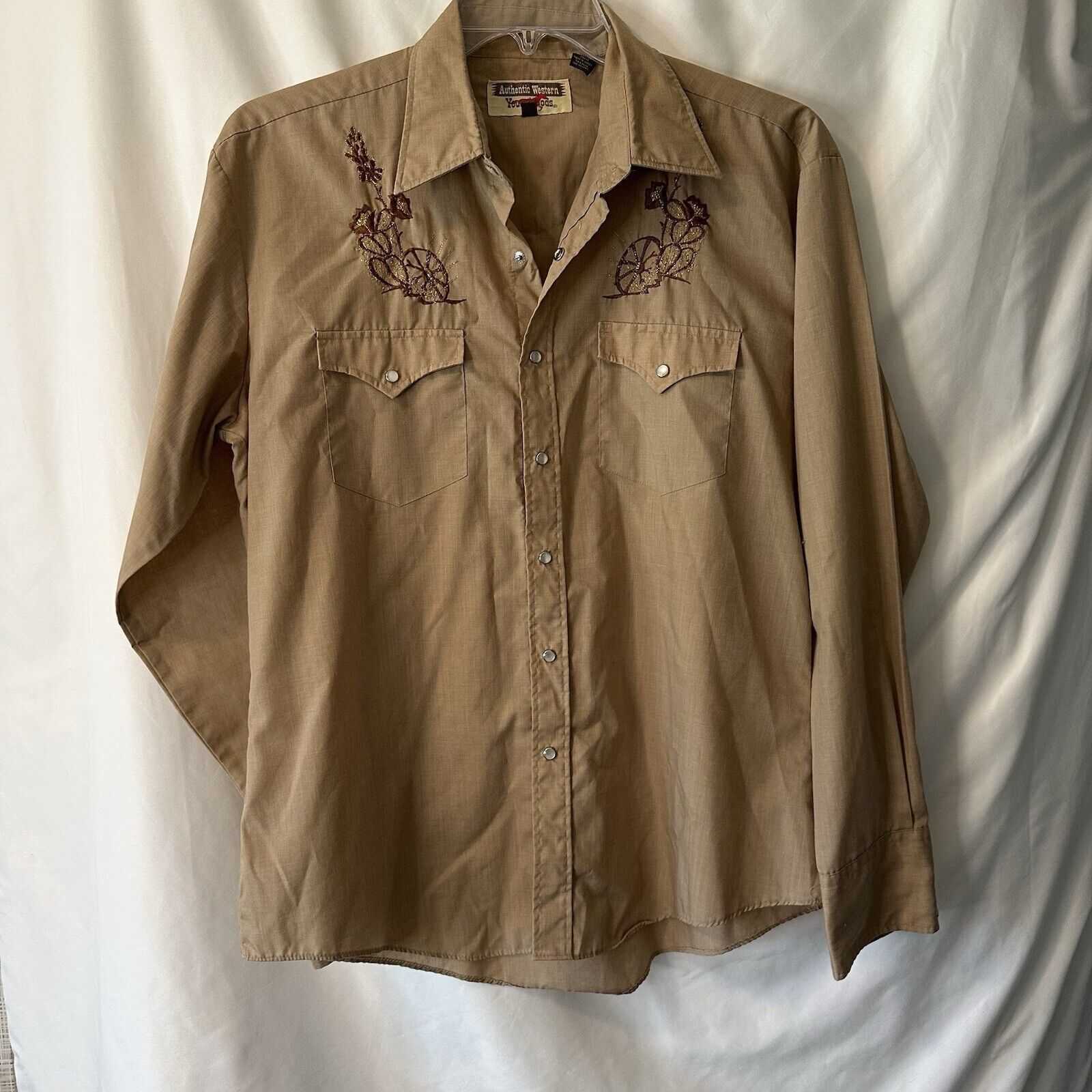 Other Authentic Western Youngbloods Snap Shirt LR Tan Embroidered Size US L / EU 52-54 / 3 - 11 Thumbnail