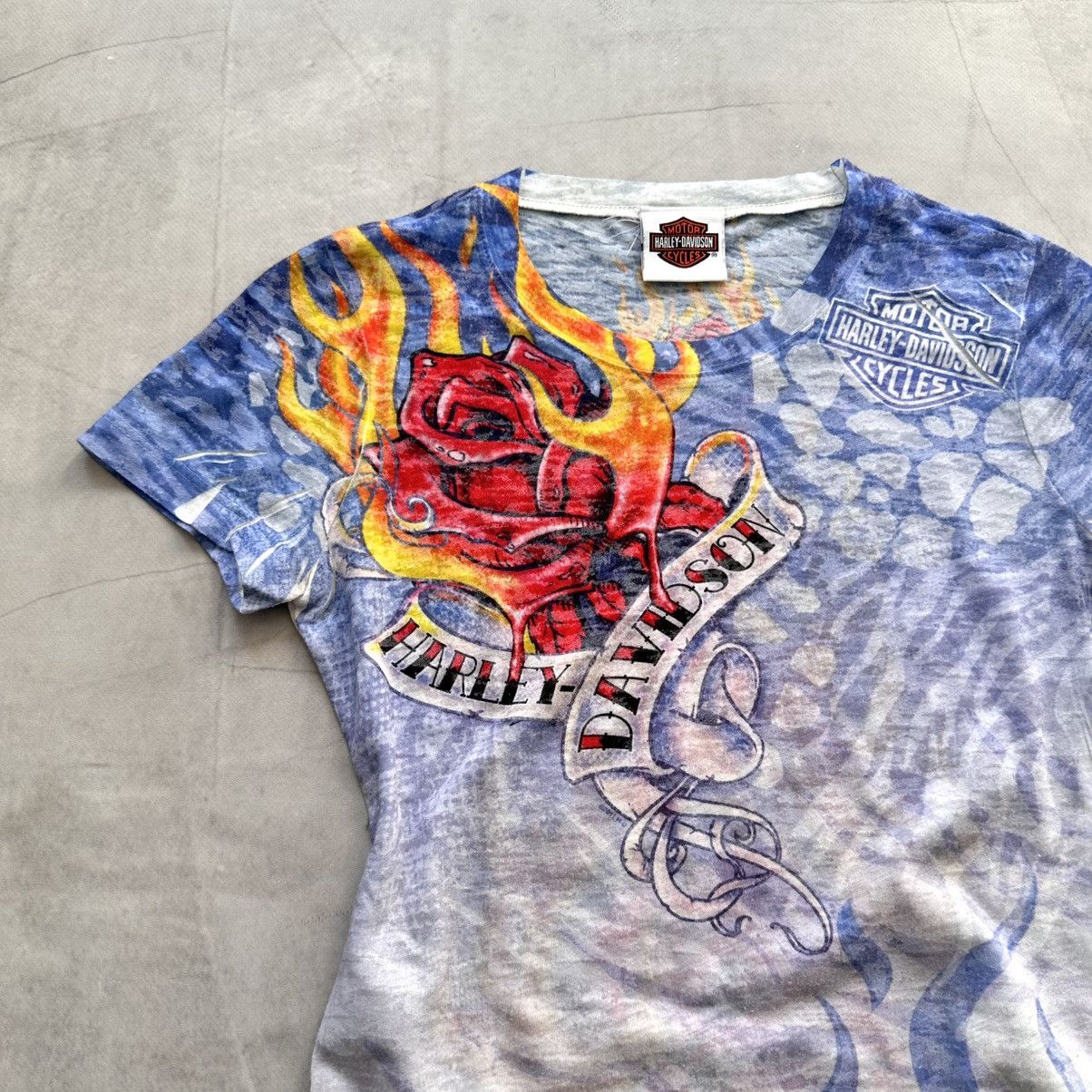 Hysteric Glamour 00s Tribal Flame Harley Davidson T Shirt Affliction Ed Hardy Size S / US 4 / IT 40 - 4 Thumbnail