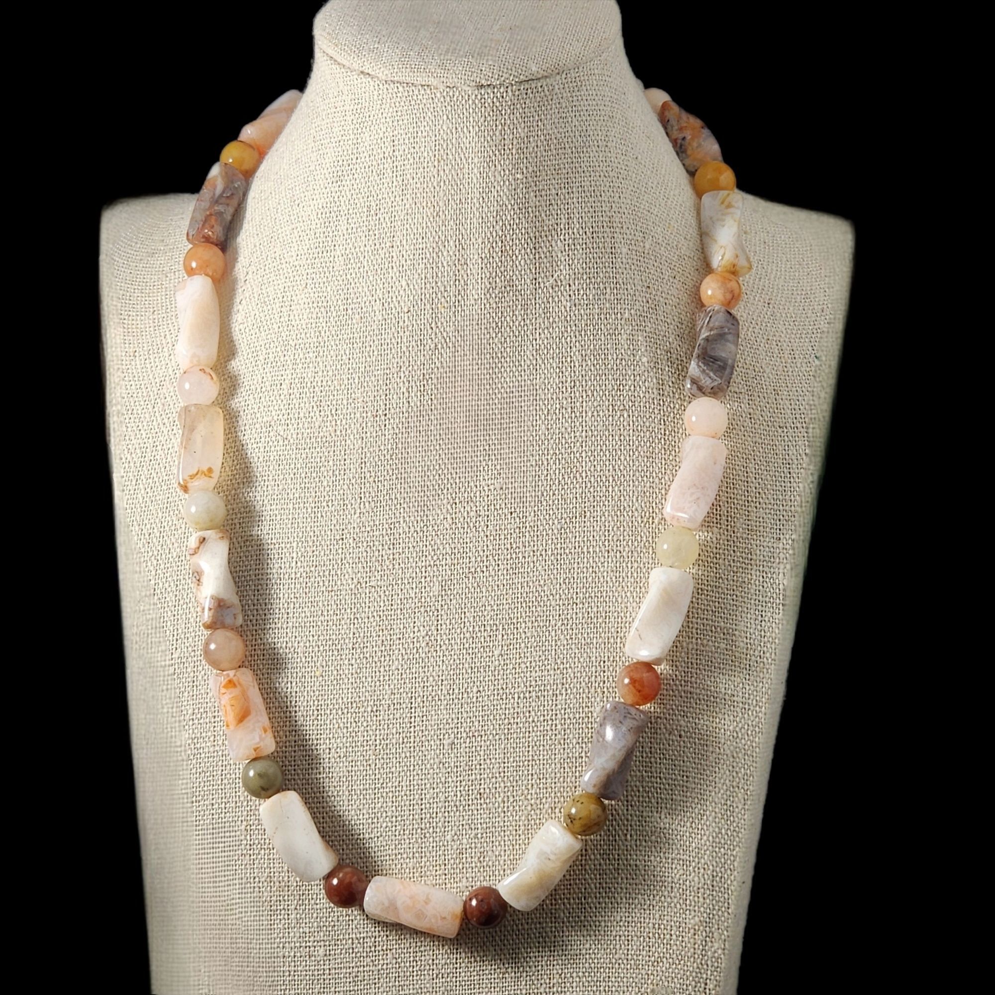 Other Chunky Gemstone Beaded Boho Necklace Agate Jasper Quartz Ste Size ONE SIZE - 1 Thumbnail