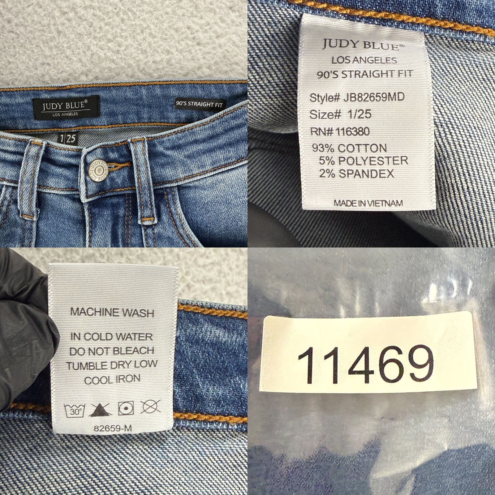 Denime Judy Blue Jeans Women 90s Straight Cargo Pocket Mid Rise Denim Blue 25 Regular Everyday Womens Jeans Size 42" / US 20 - 10 Thumbnail