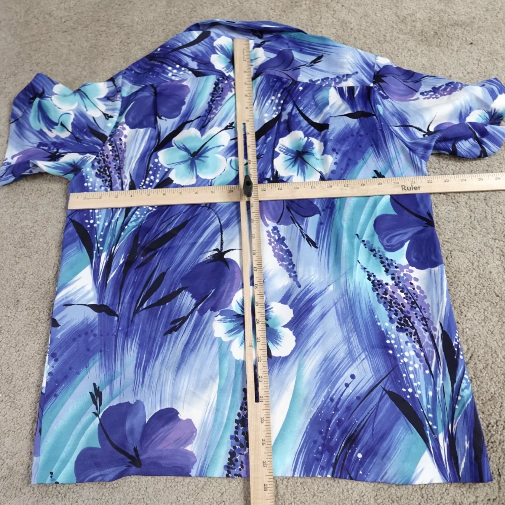 Sears VINTAGE Sears Shirt M Blue Hawaiian Floral Print Camp Loop Collar Men's Short Sleeve Button-Up Size US M / EU 48-50 / 2 - 6 Thumbnail