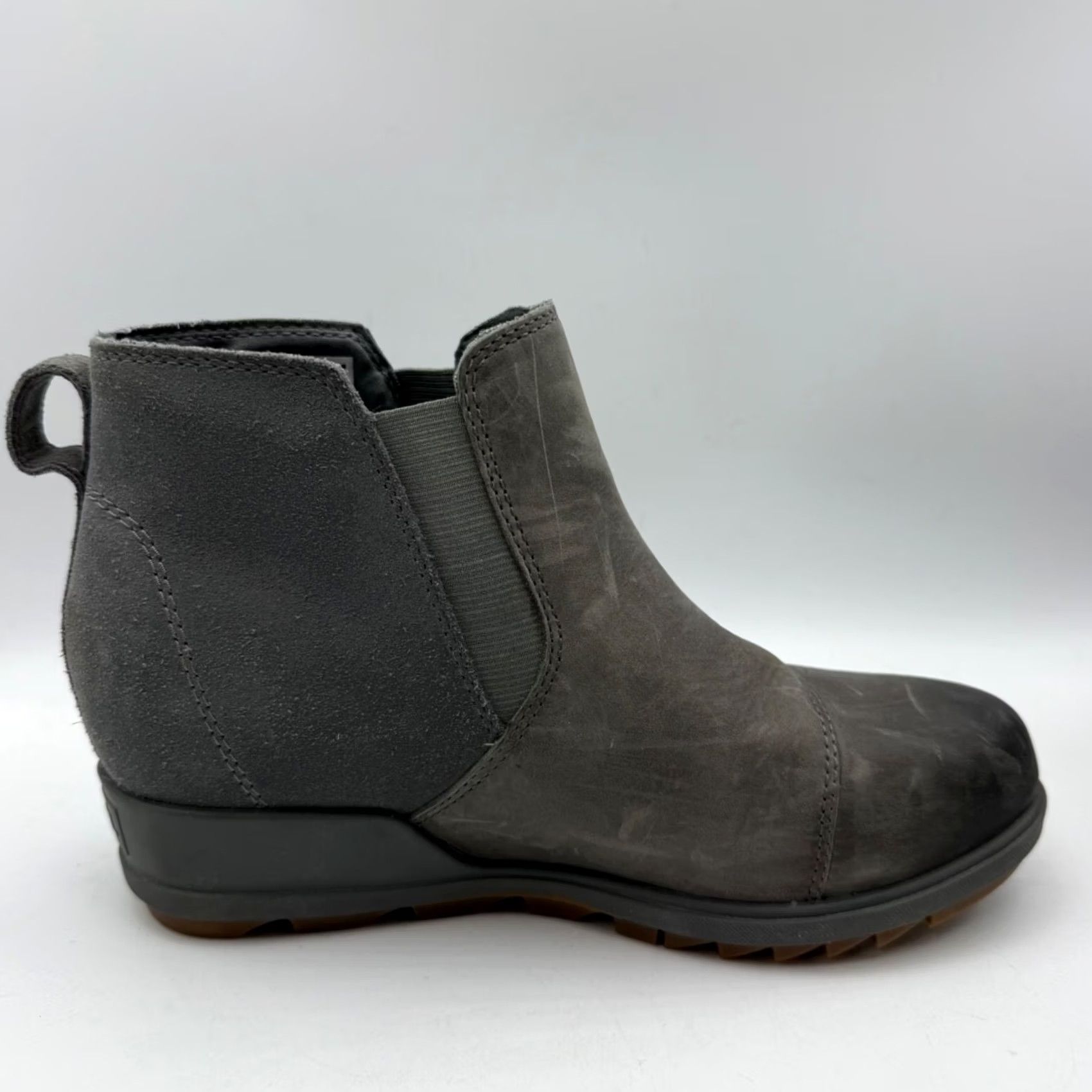 SOREL Sorel Womens Evie Bootie Ankle Pull On Size 7.5 Gray Leather Wedge Heel Size US 8 / IT 38 - 7 Thumbnail