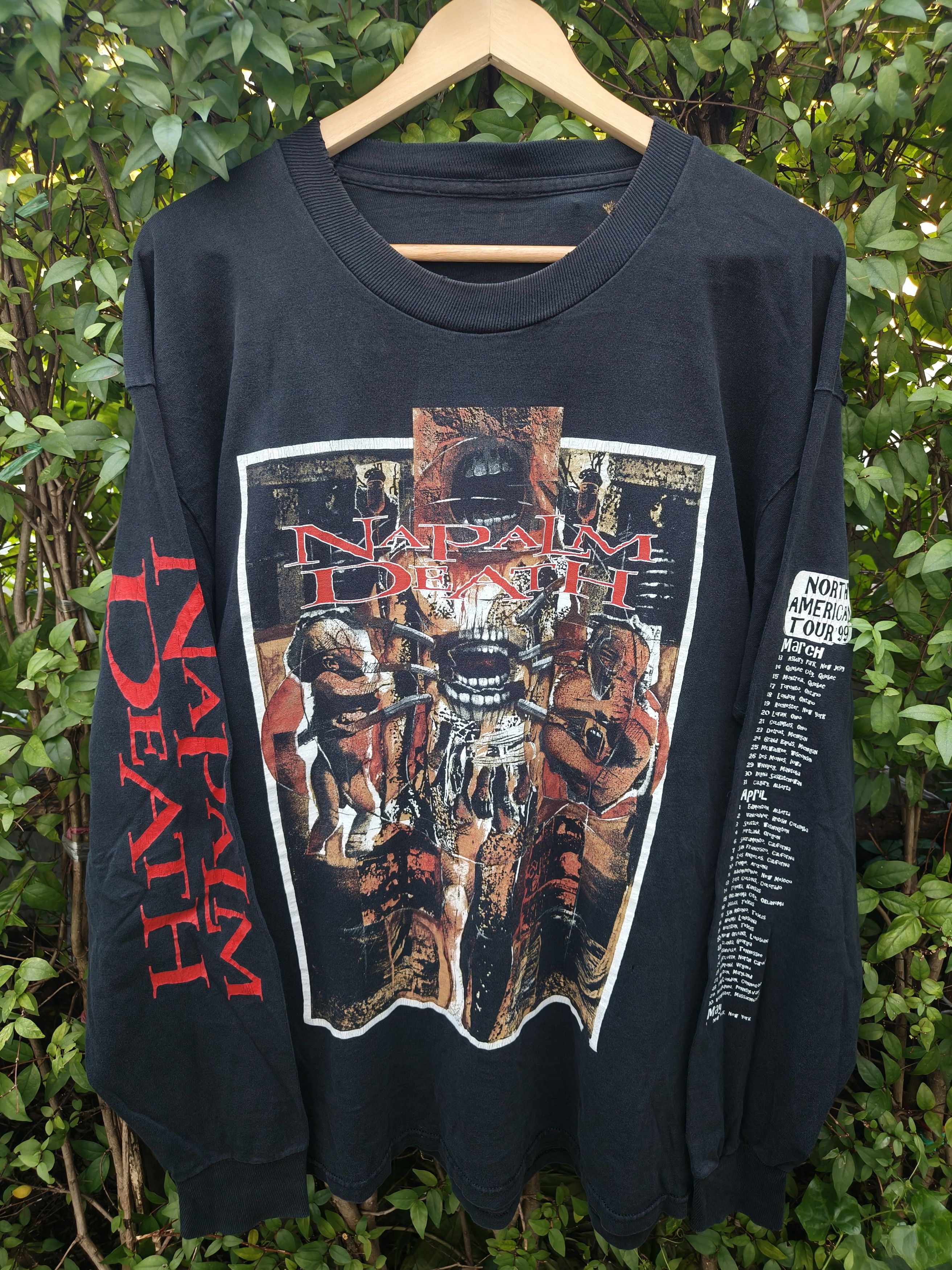 Band Tees Vintage 90s Napalm death (North American tour) Ls shirt Size US XL / EU 56 / 4 - 1 Thumbnail
