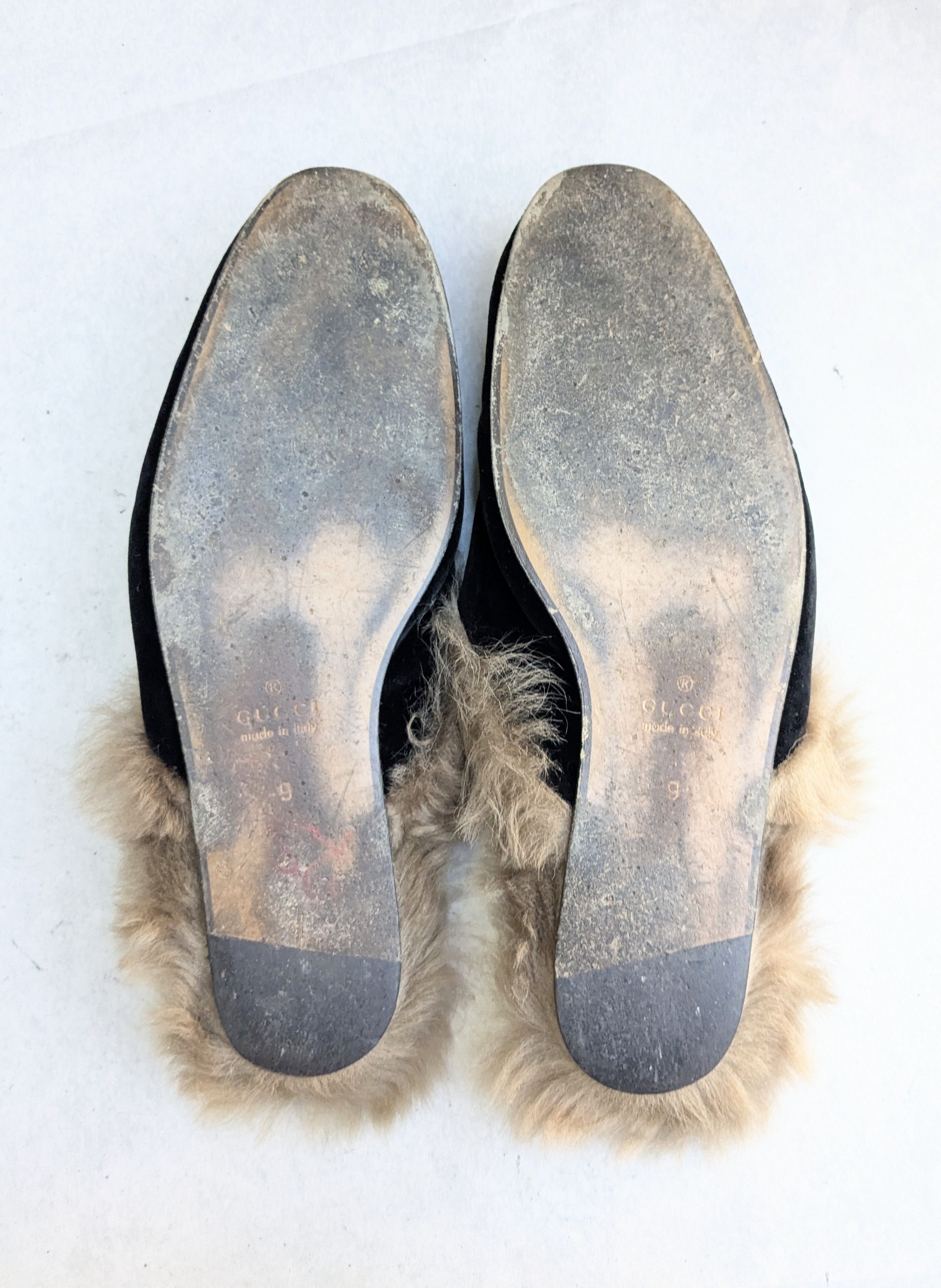 Gucci Gucci Princetown Horsebit Loafers 9.5 Black Velvet Mules Fur Size US 9.5 / EU 42-43 - 10 Thumbnail