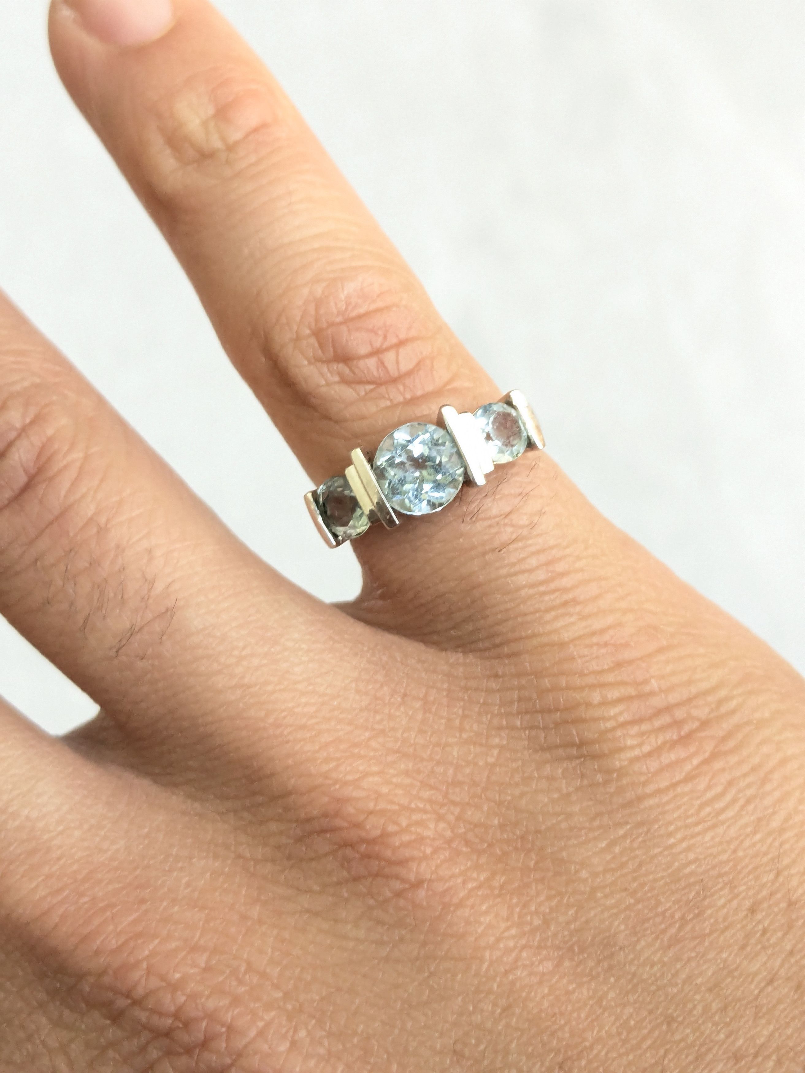 Jewelry Vintage Sterling Silver Ring Blue Aquamarine 6 Size ONE SIZE - 9 Thumbnail
