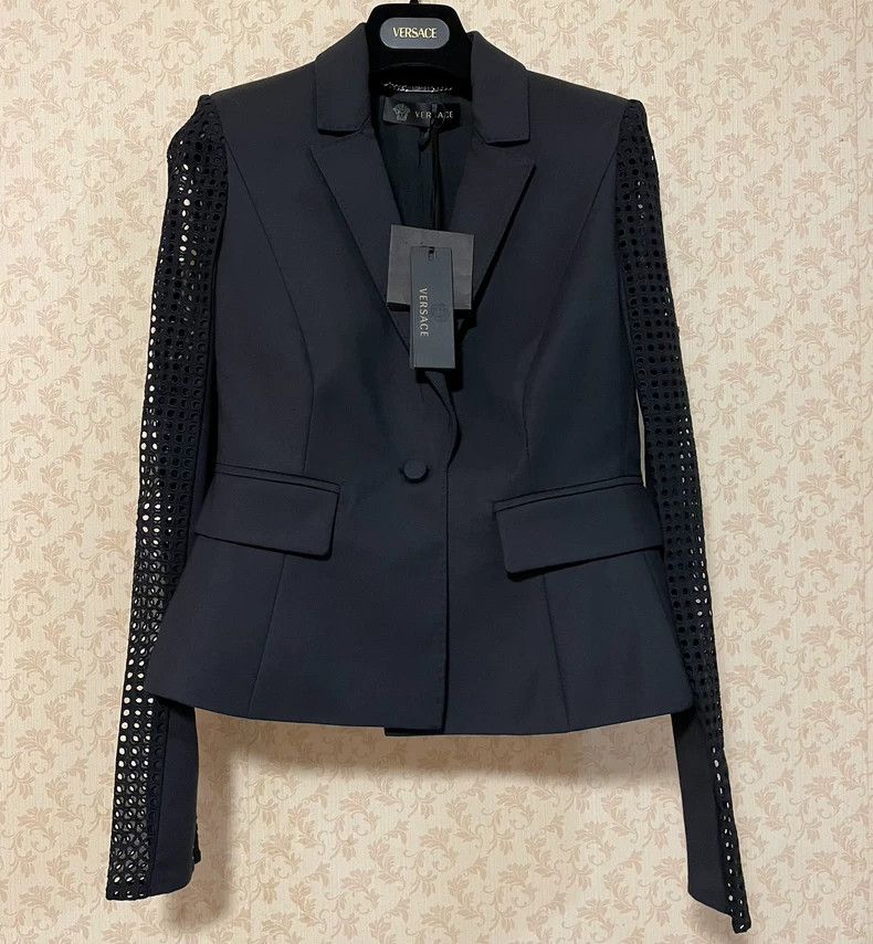 Versace Versace Black Blazer with Mesh Sleeves - dmc Size US S / EU 44-46 / 1 - 1 Thumbnail