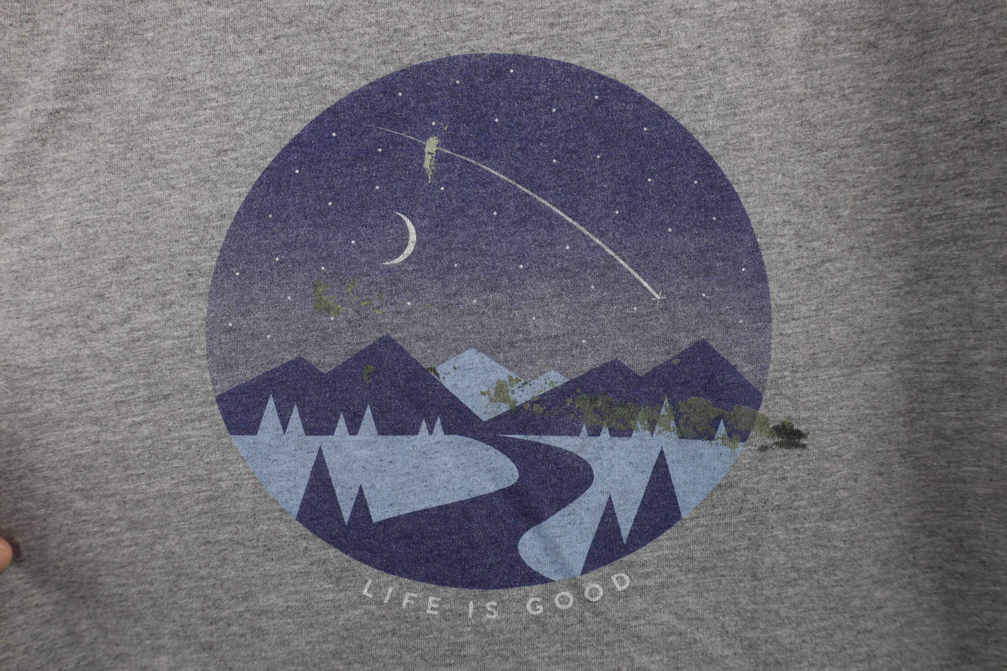Life is Good × Vintage Life Is Good Spell Out Night Mountains Moon Crusher T-Shirt Size XL / US 12-14 / IT 48-50 - 4 Thumbnail