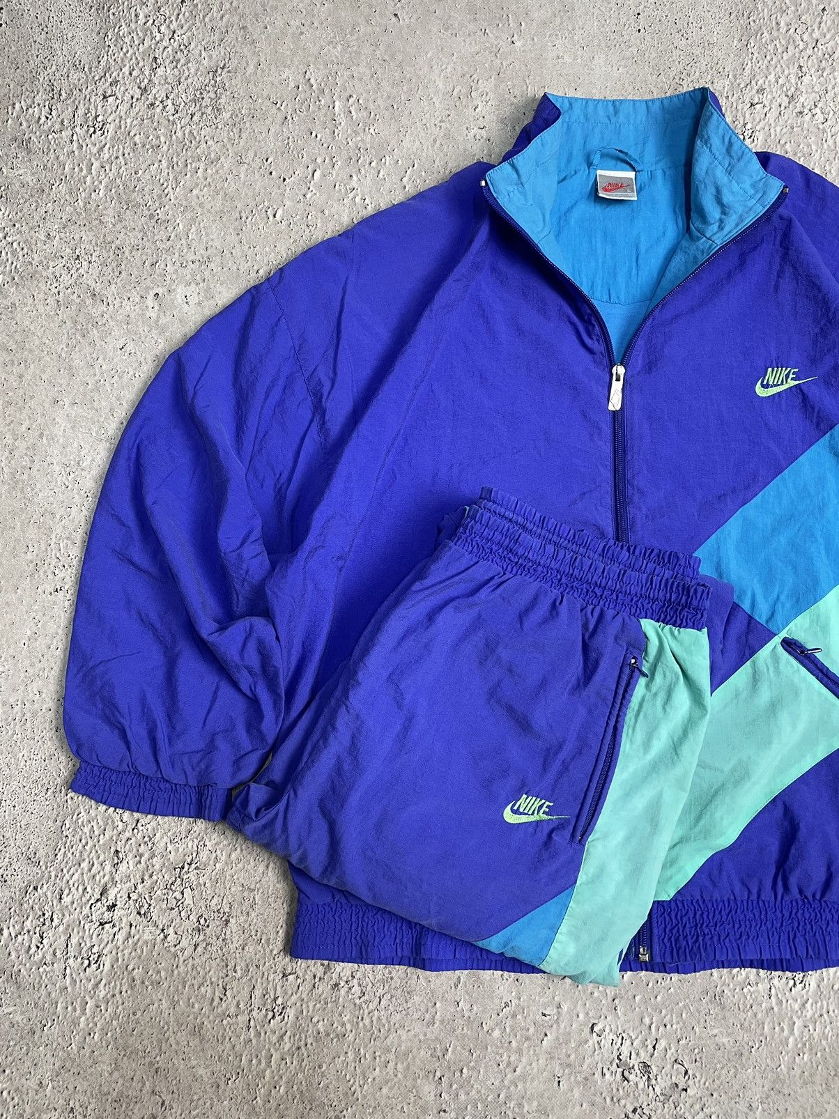 Vintage 80s Nike Y2K Track Suits Pants + Jacket set Nylon