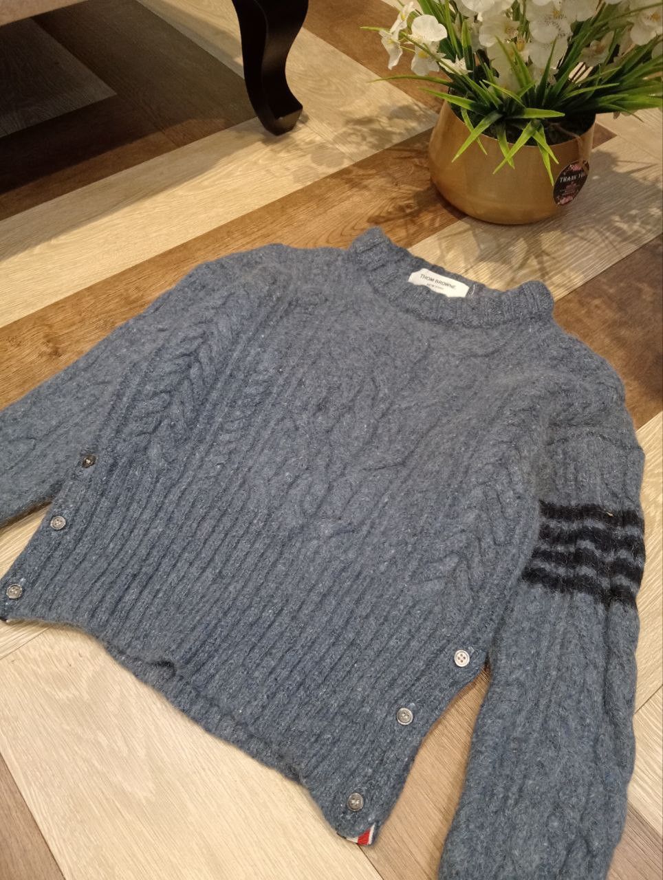Thom Browne THOM BROWNE CABLE-KNIT BLEND WOOL MOHAIR SWEATER Size S / US 4 / IT 40 - 3 Thumbnail