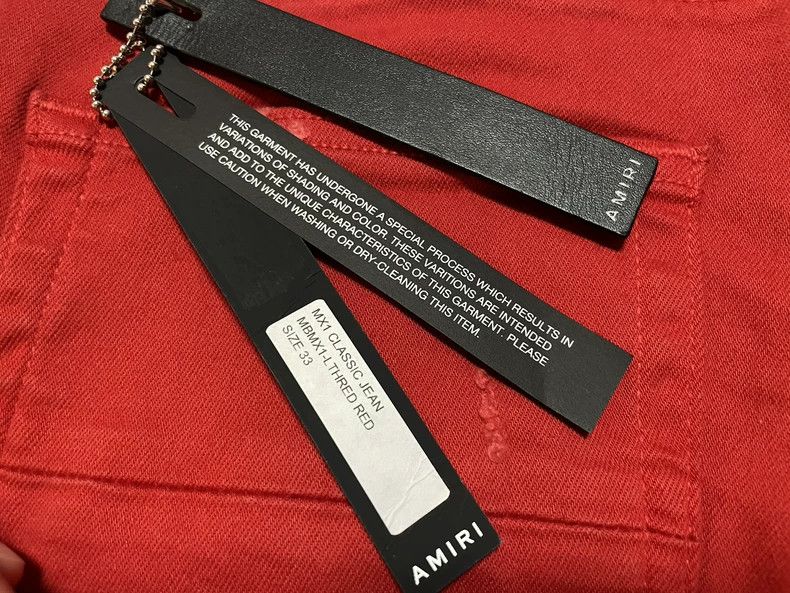 Amiri Amiri MX1 Red Leather Patch Jeans Size US 30 / EU 46 - 6 Thumbnail