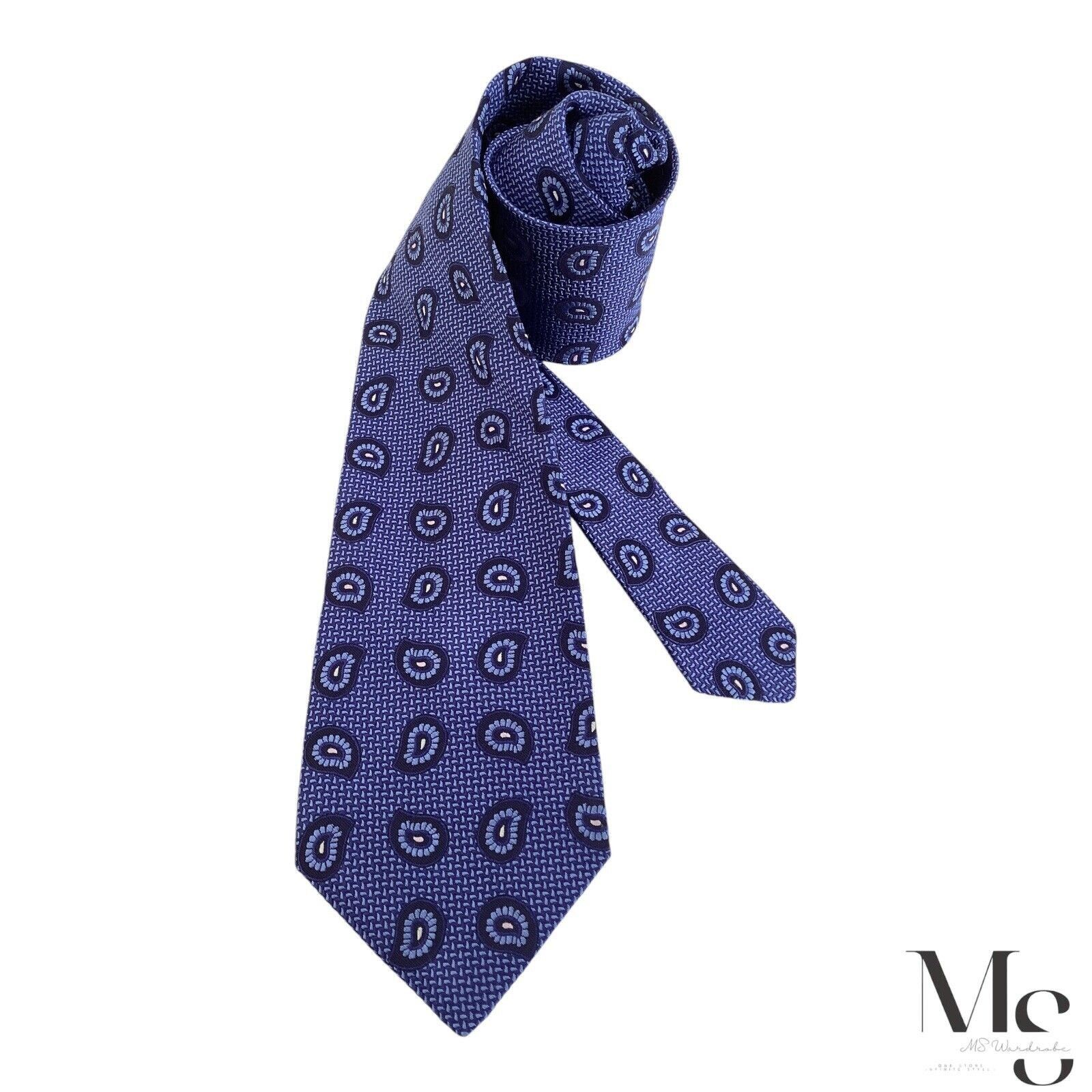 Hart Schaffner Marx HART SCHAFFNER MARX Blue Paisley Silk Tie Made In USA W:3.25 Size ONE SIZE - 2 Thumbnail
