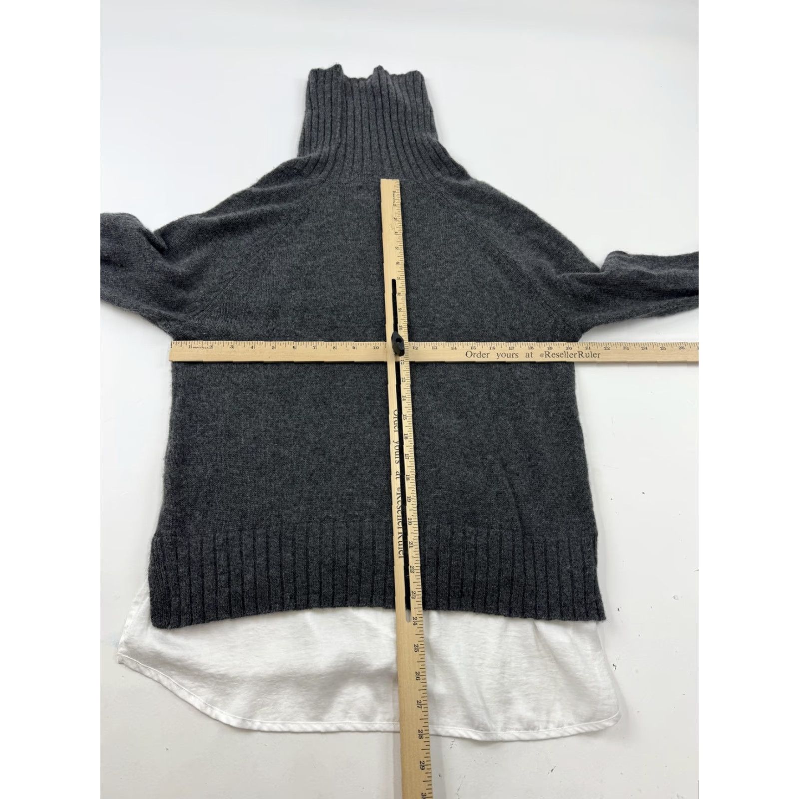 Brochu Walker Brochu Walker Sweater Womens Large Gray Wool Cashmere Turtleneck Shirttail Hem Size L / US 10 / IT 46 - 6 Thumbnail