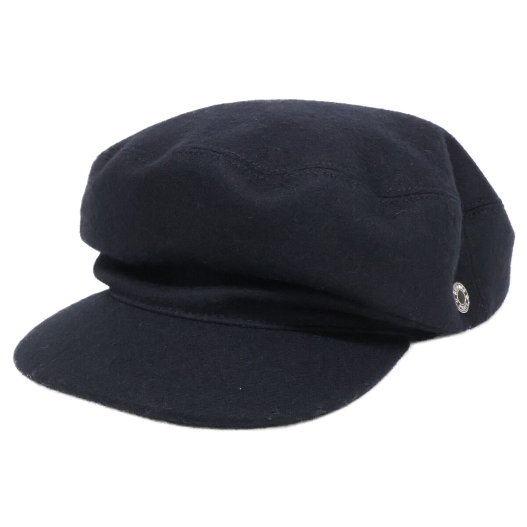 Hermes Hermes Sellier Button Wool Casquette Hat, Size 58, Black, Women's Size ONE SIZE - 1 Thumbnail