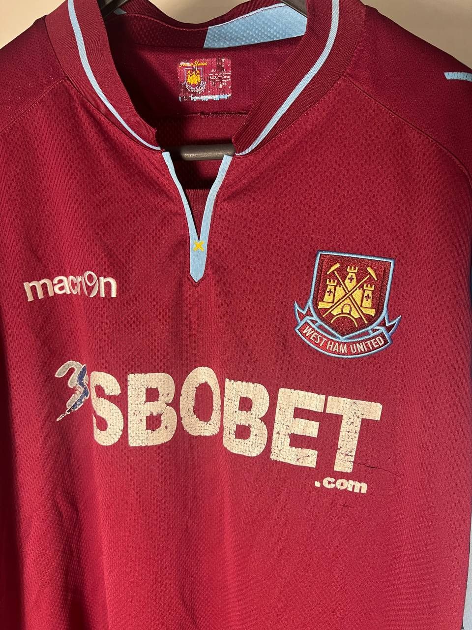 Vintage VARY RARE MACRON WEST HAM UNITED ENGLAND SOCCER JERSEY RETRO Size US XXL / EU 58 / 5 - 2 Thumbnail