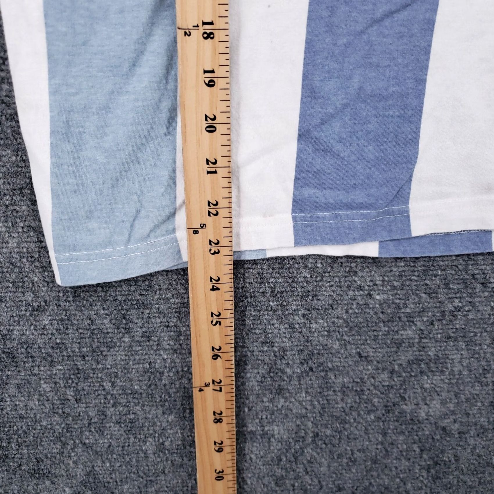 Denime Denim & Flower T-Shirt Womens S Blue Striped Denim Flower Ringer Crew Neck Cap Sleeve Relaxed Tee Top Size S / US 4 / IT 40 - 4 Thumbnail
