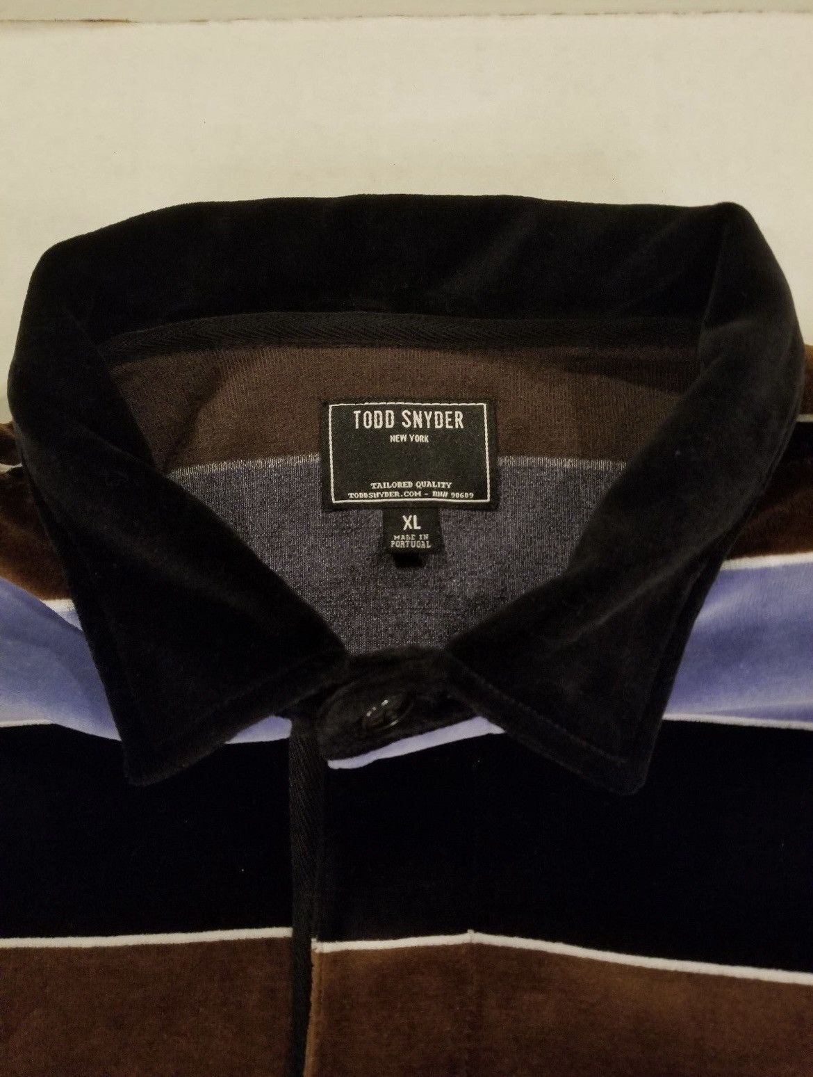 Todd Snyder Todd Snyder Wide Striped Velour Long Sleeve Polo Shirt XL Size US XL / EU 56 / 4 - 4 Thumbnail
