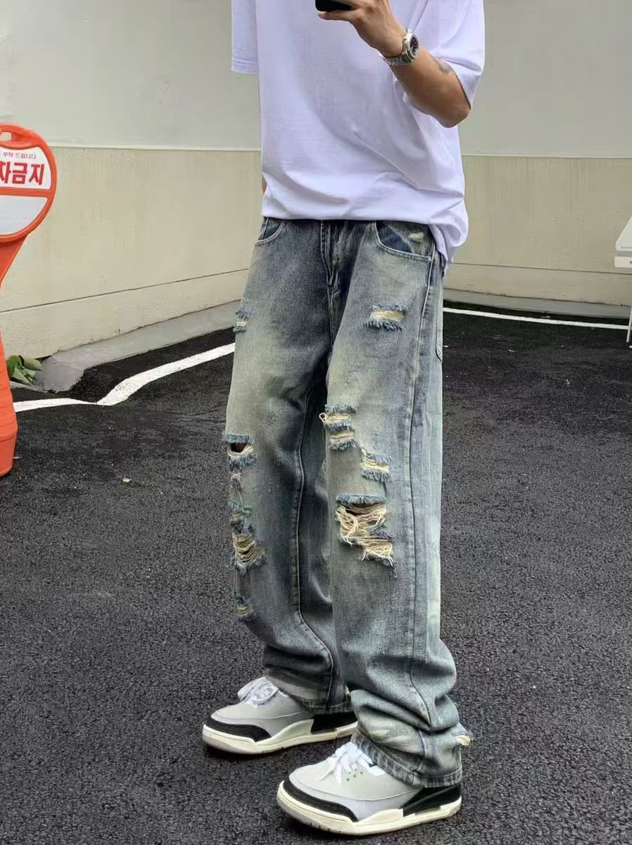 Japanese Brand × Jean Ripped washed vintage casual baggy jeans Size US 34 / EU 50 - 3 Thumbnail
