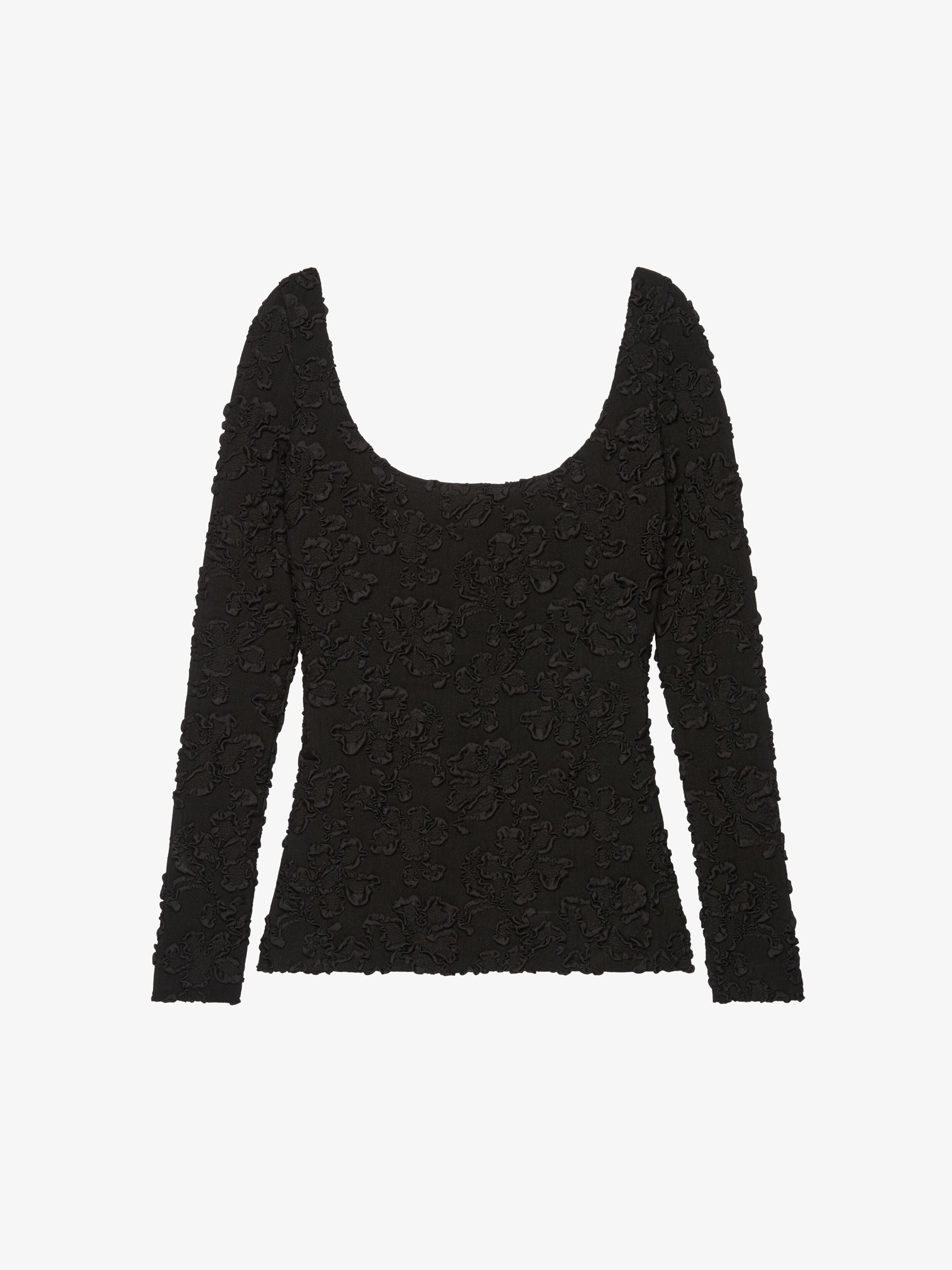 o1w1db10825 Deep Round Neck Long Sleeve T-Shirt in Black