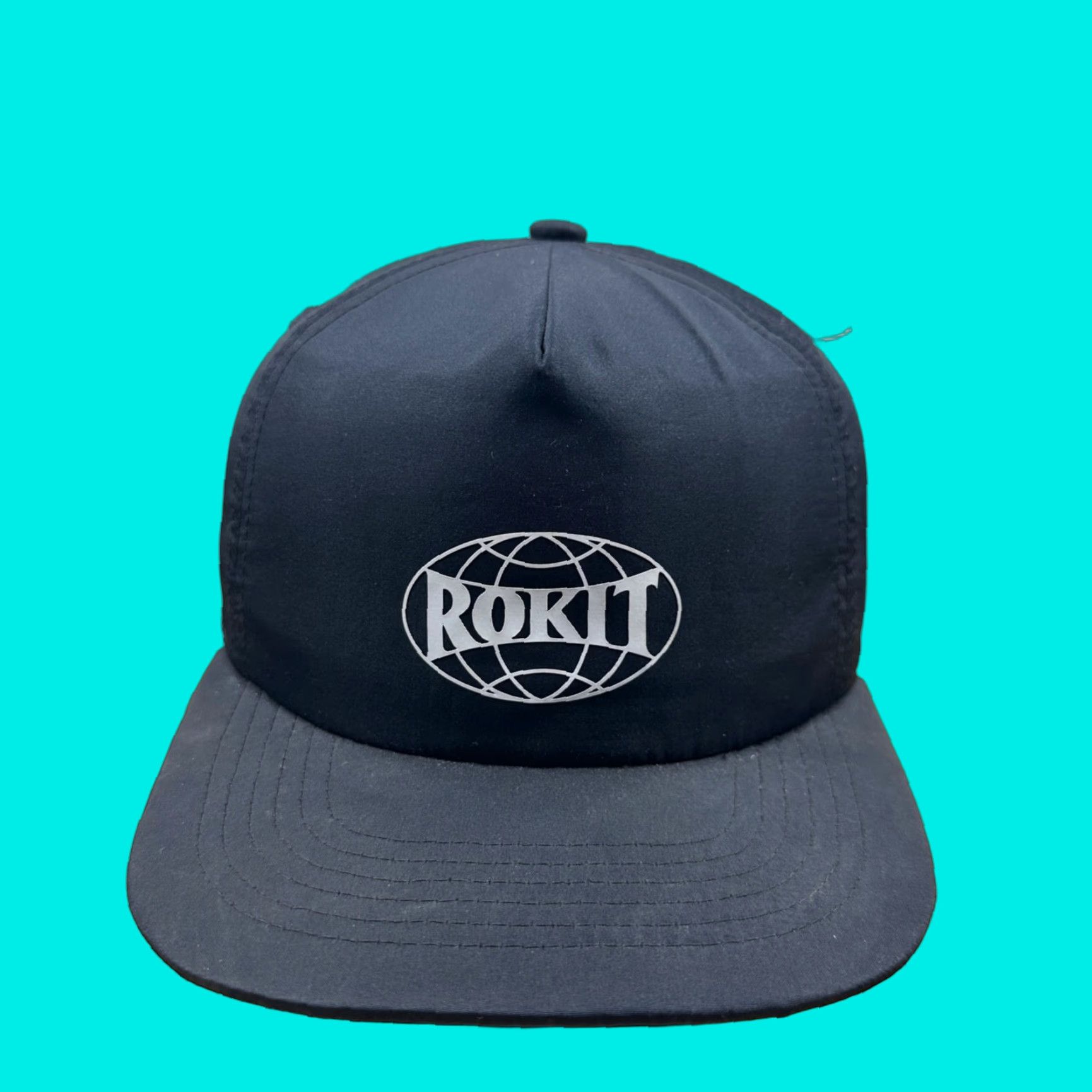 Vintage ROKIT Hat Cap Mens Adjustable Black 5 Panel Lightweight Streetwear Casual Logo Brand Men Adjustable Black Hat Size ONE SIZE - 1 Thumbnail