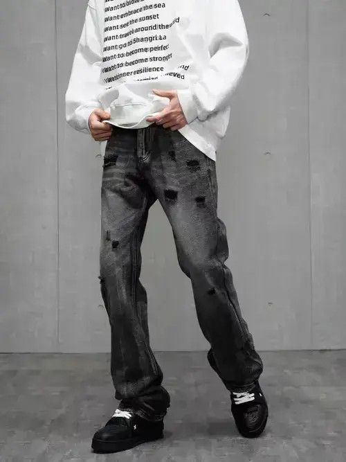 Japanese Brand High street ripped black and gray bootcut jeans Size US 32 / EU 48 - 1 Thumbnail