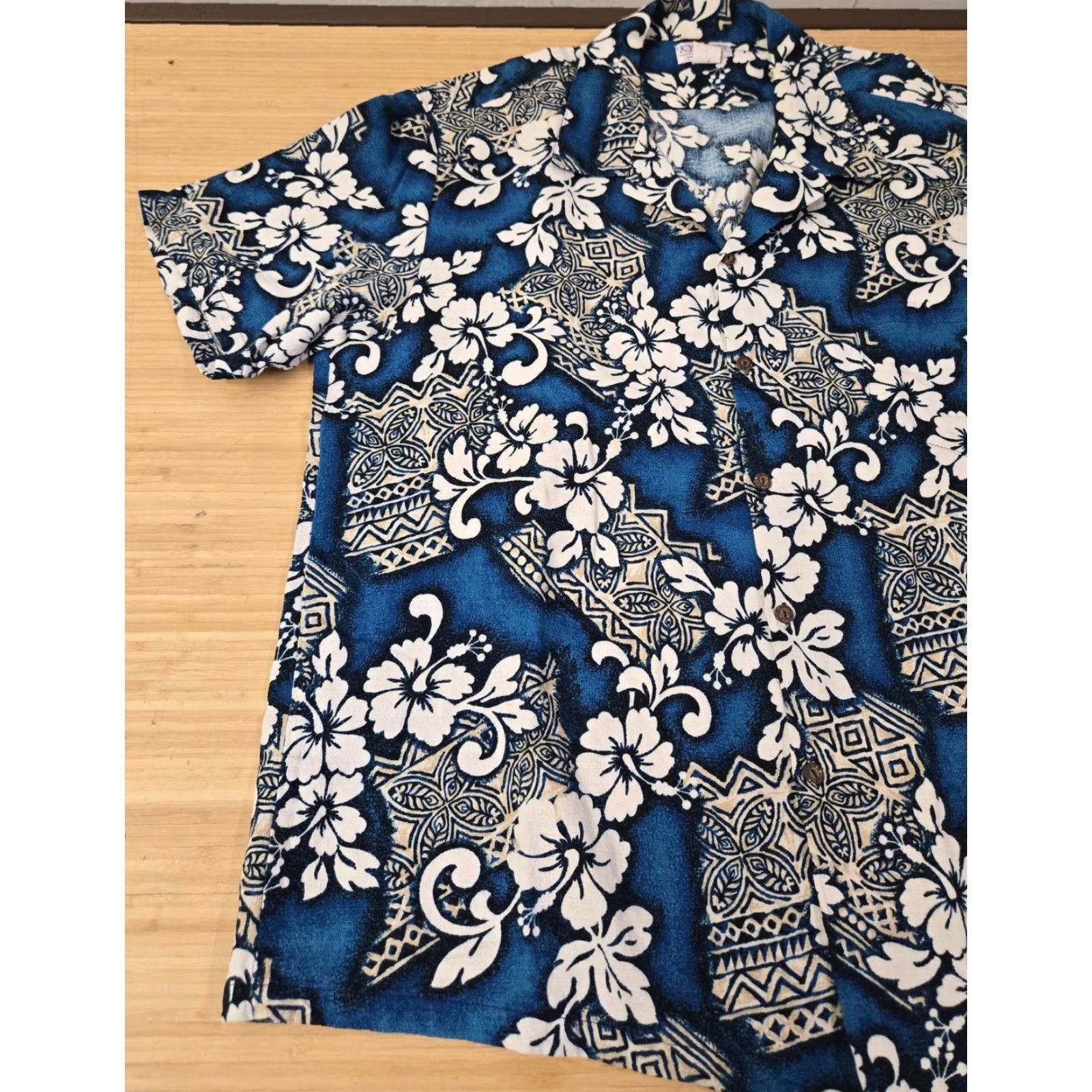 Vintage KY's International Fashion Shirt Mens 3XL Hawaiian Aloha Made in Hawaii USA Blue Floral Button-Up Short Sleeve Collared Cotton Beach Tropical Size US XXL / EU 58 / 5 - 3 Thumbnail