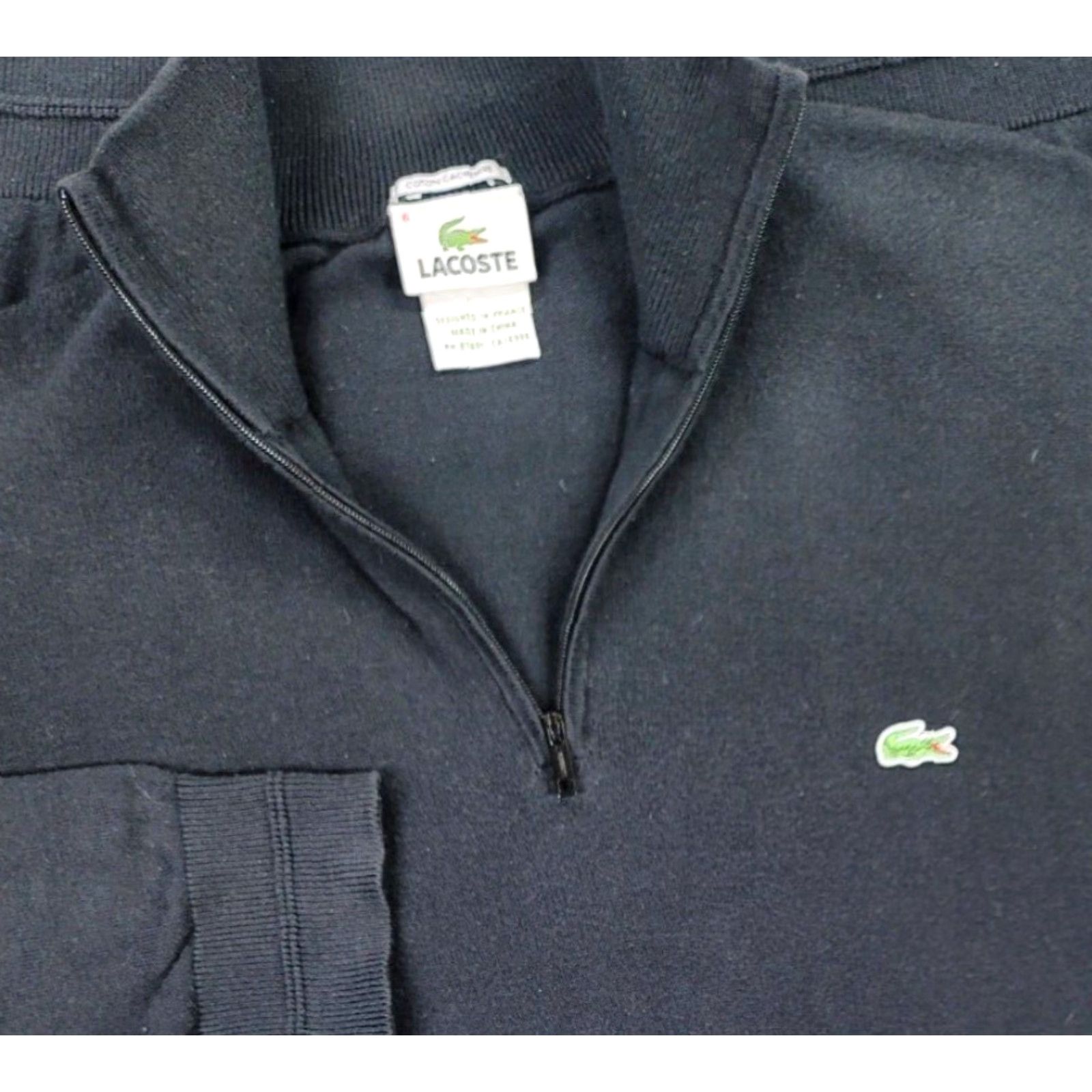 Lacoste Lacoste Black Mens 1/4 Zip Sweatshirt Pullover Knits 1/4 Zip Zip Mock Neck Casual Solid Tight-Knit Cashmere Cotton XL Size US XL / EU 56 / 4 - 2 Thumbnail