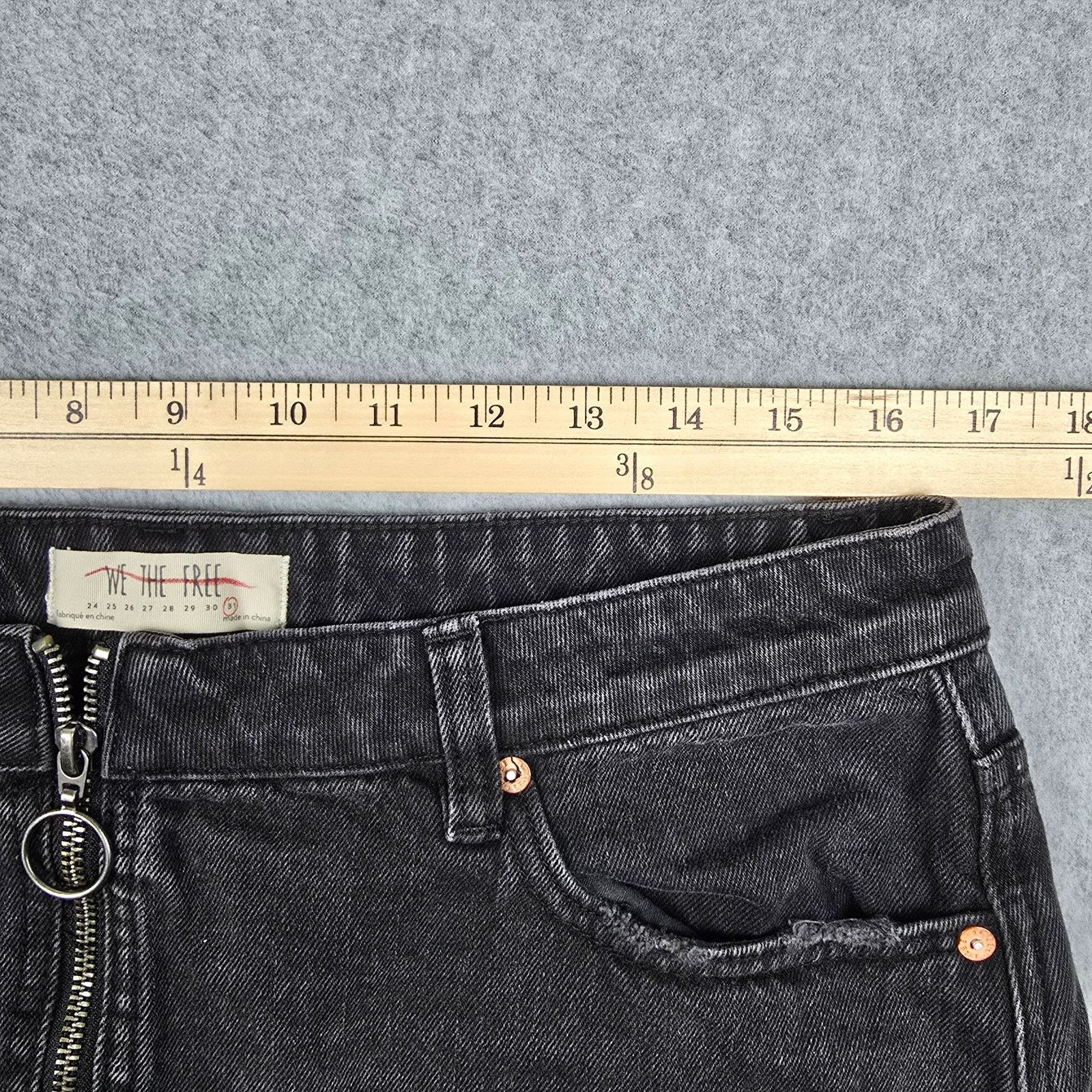Free People We The Free 31 Black Denim Zip-It-Up Mini Skirt Size 31" - 5 Thumbnail