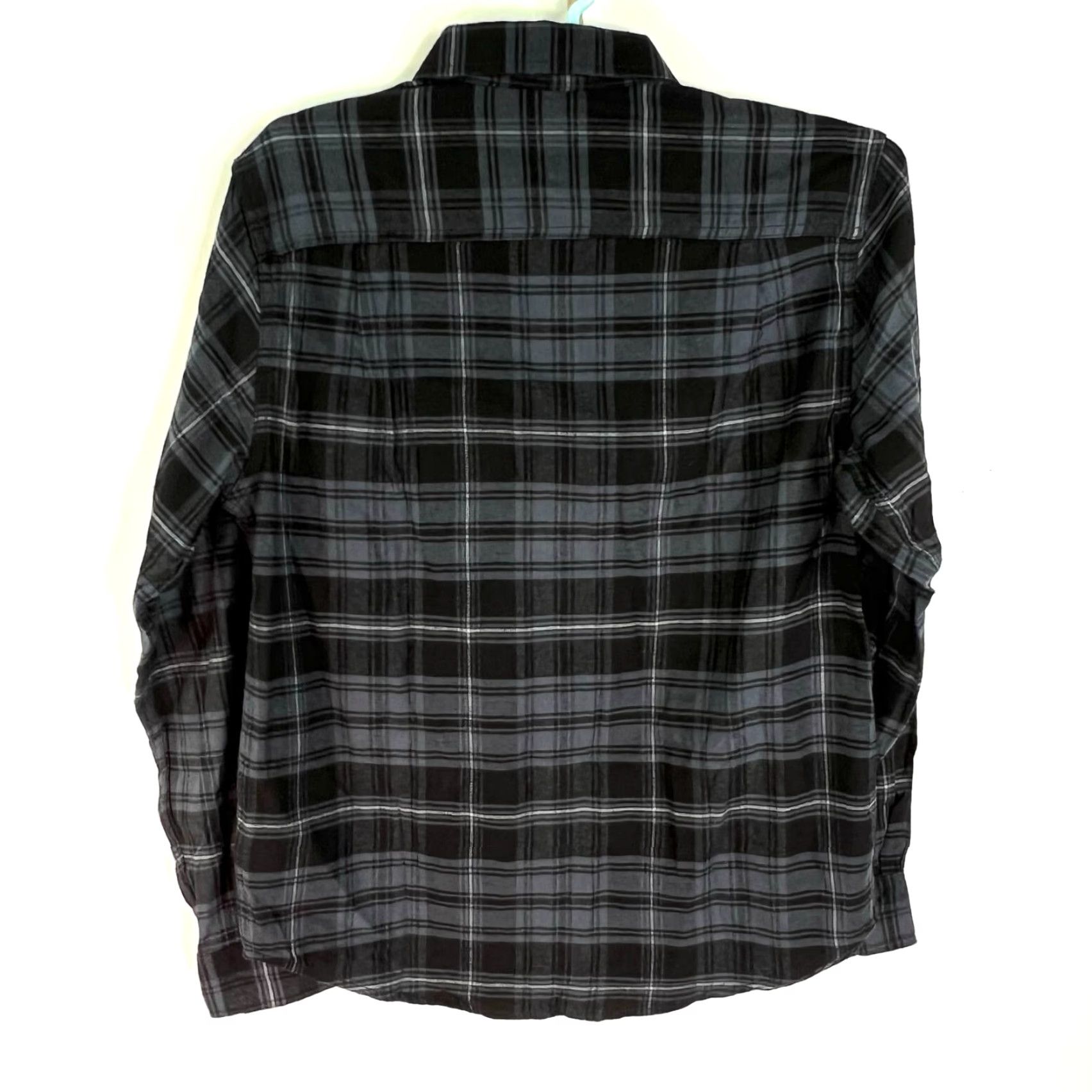 George George Mens Plaid Flannel Shirt Size M Long Sleeve Casual Workwear Autumn Winter Black Gray Size US M / EU 48-50 / 2 - 6 Thumbnail