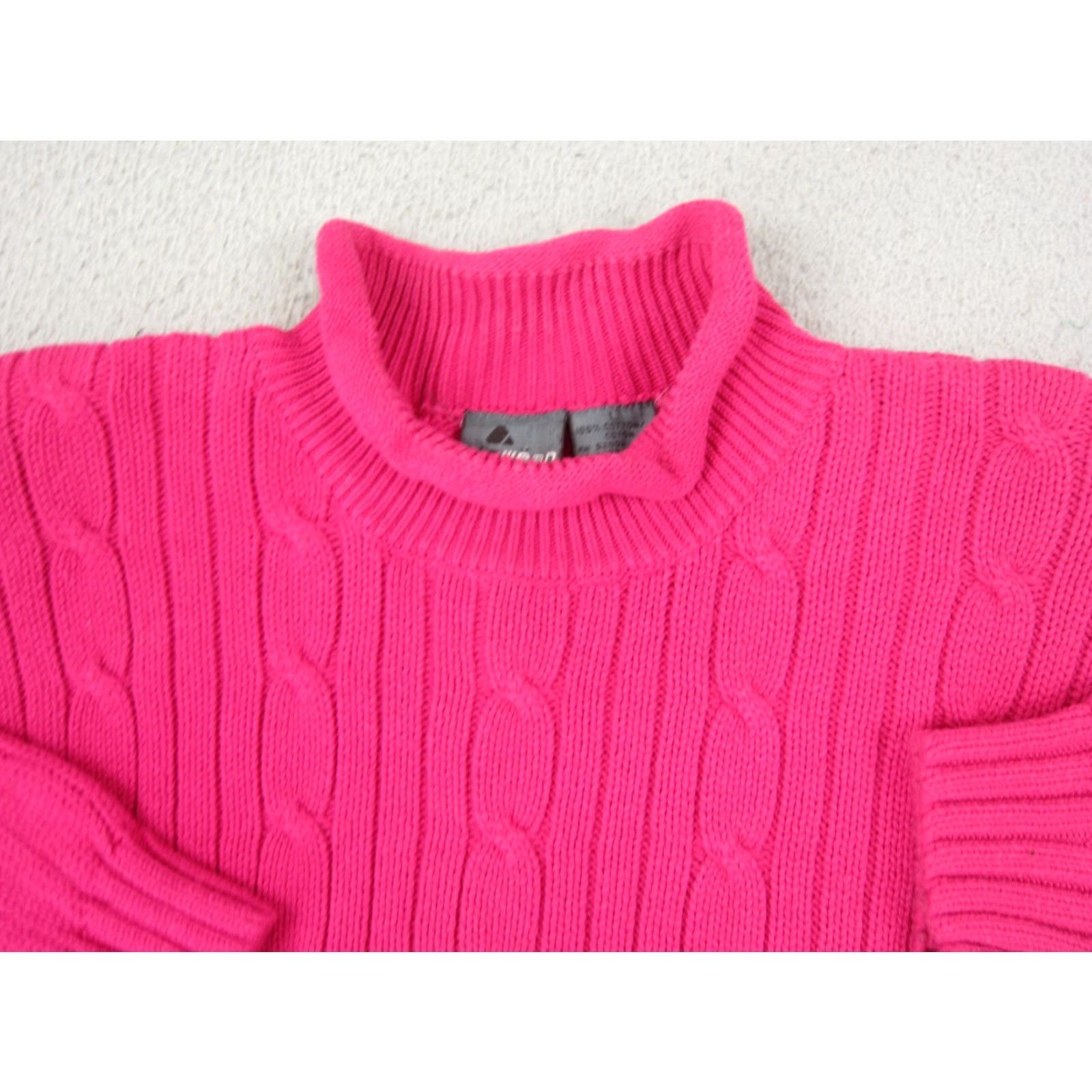 Pinko VINTAGE Lizwear Sweater Womens L Pink Cable Knit Mock Neck Cotton 90s Mens Womens Boys Girls Size L / US 10 / IT 46 - 2 Thumbnail