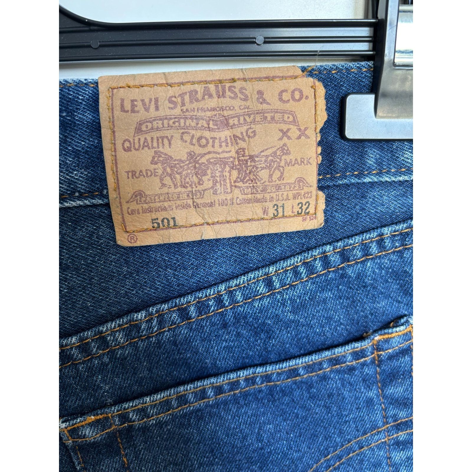 Levi's Levi’s 501 USA 1996 W31 L32 Raw Indigo Rigid Denim Jeans Size US 31 - 7 Thumbnail