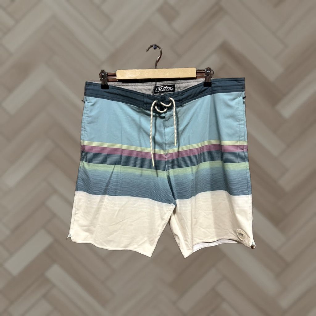 O'Neill O'Neill Board Shorts Men 38 Green Striped Cruisers Multicolor Tropical Swim Bottom Shorts Mens Size US 38 / EU 54 - 1 Thumbnail