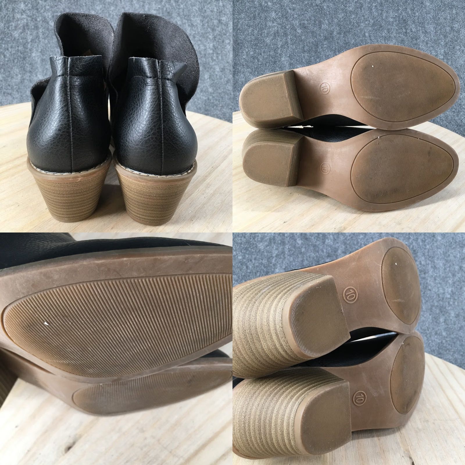 Vintage Universal Thread Boots Womens 10 Ankle Booties Black Faux Leather Block Heels Casual Footwear Shoes Size US 10 / IT 40 - 8 Thumbnail