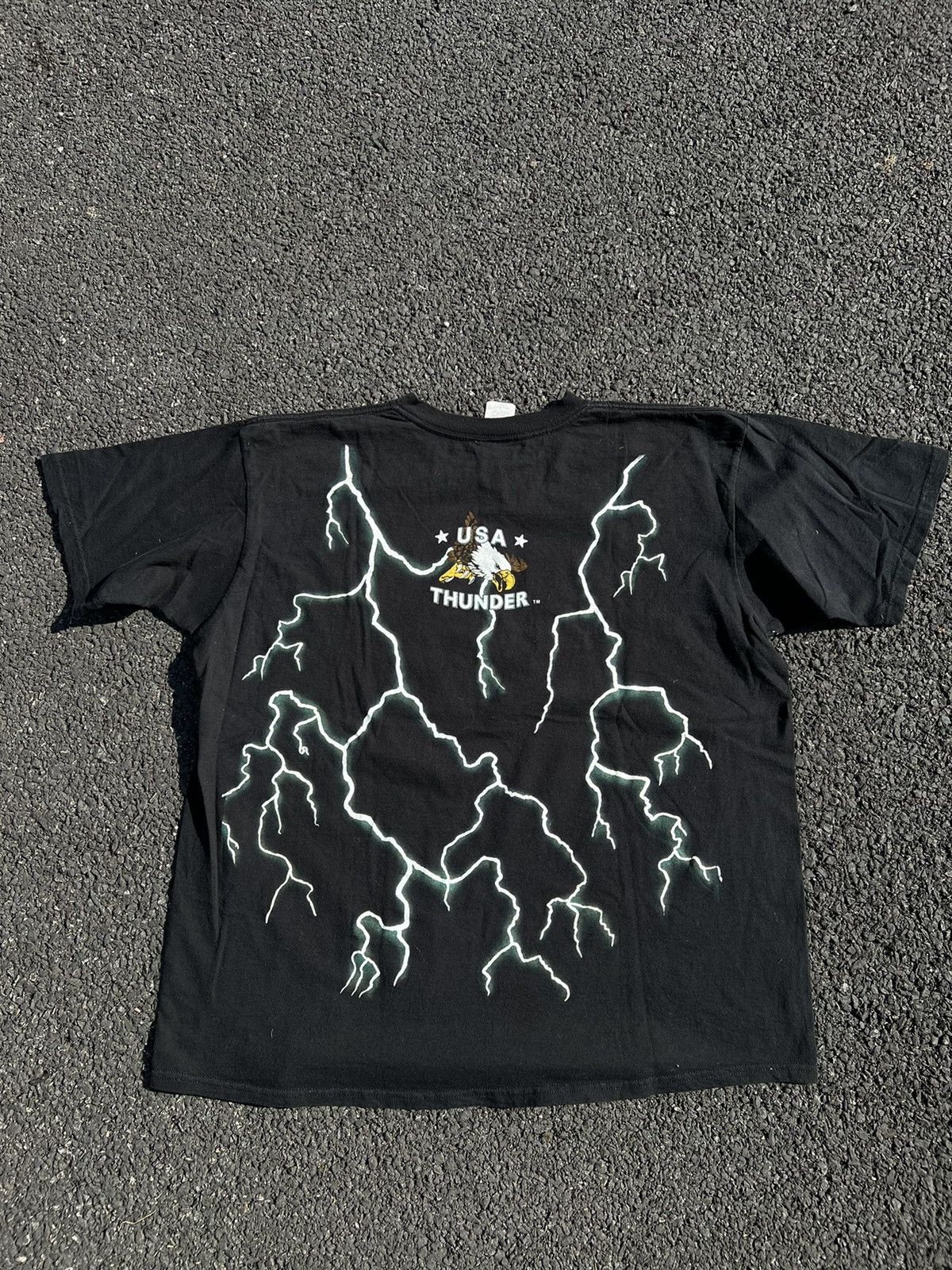 Vintage VTG AMERICAN THUNDER USA INDIAN WOLF T-SHIRT Size US XL / EU 56 / 4 - 4 Thumbnail